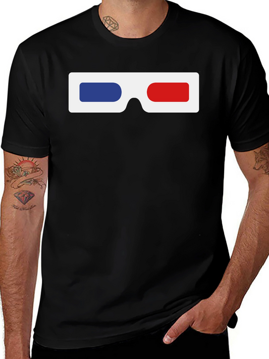 Retro 3D Glasses Graphic Tee - Black Unisex T-Shirt