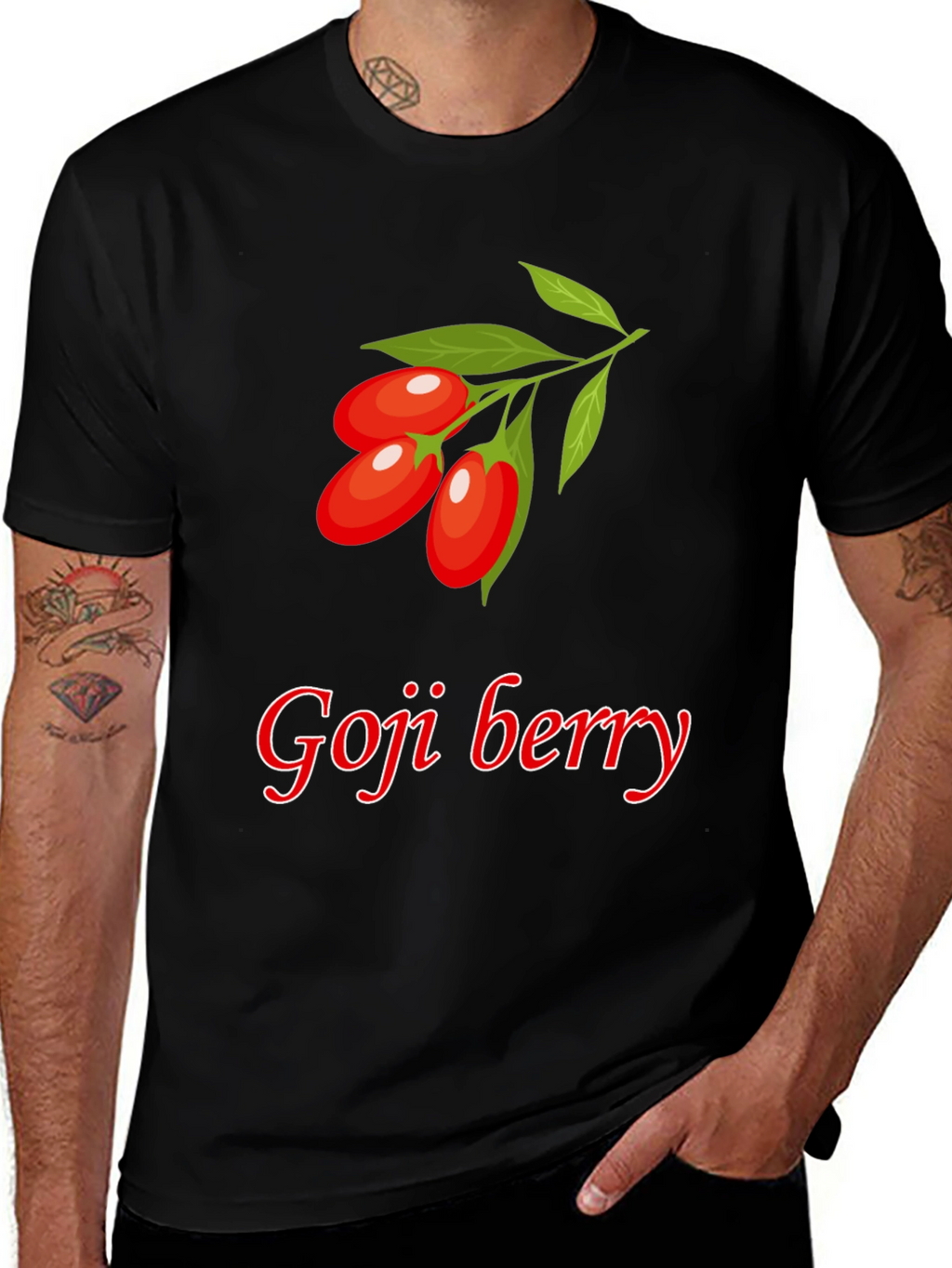Goji Berry Graphic Tee - Black Casual T-Shirt