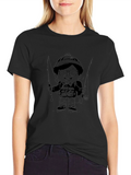 Cartoon Fisherman Graphic Tee - Black