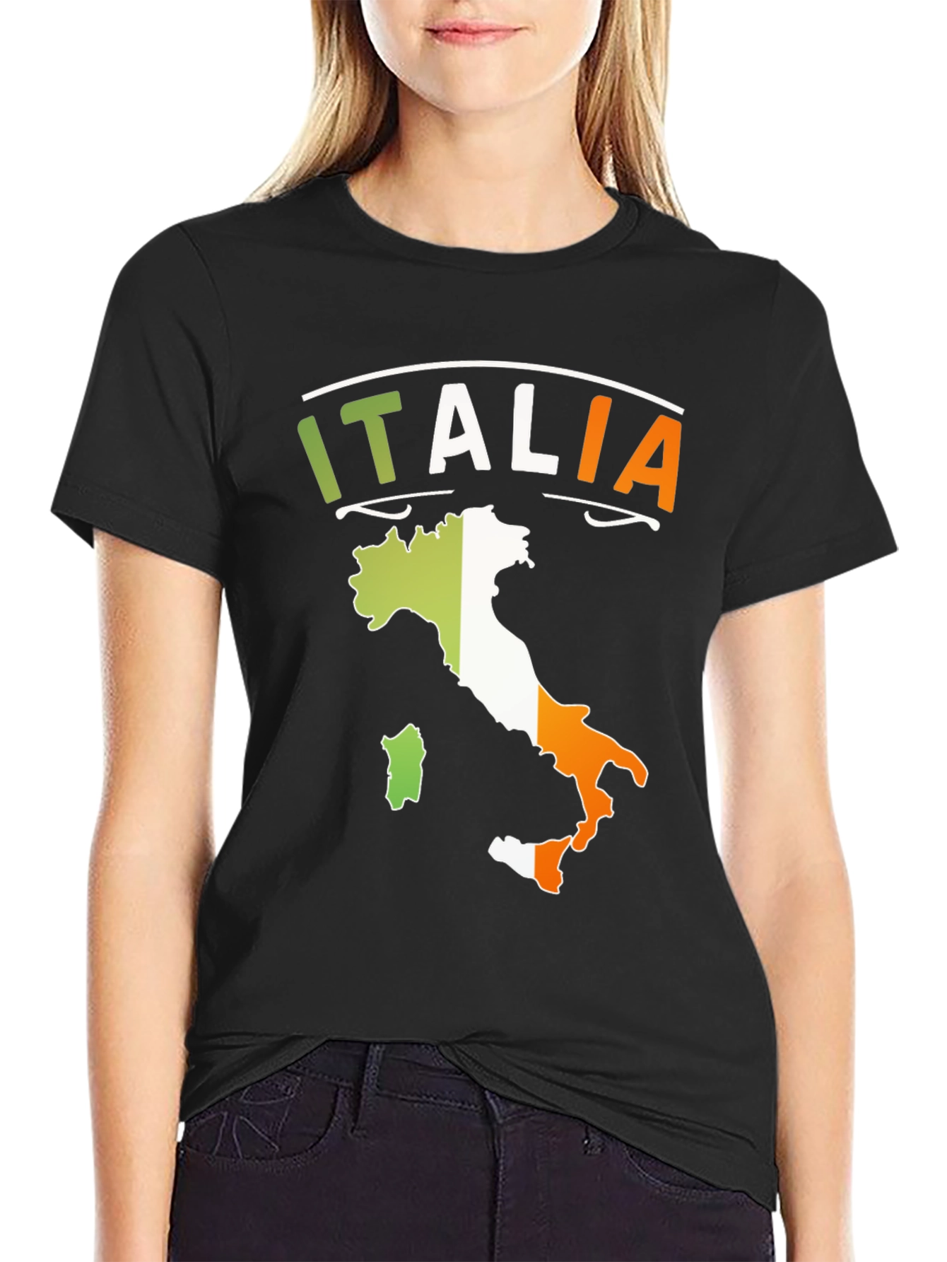 Italia Map T-Shirt Italy Flag Colors