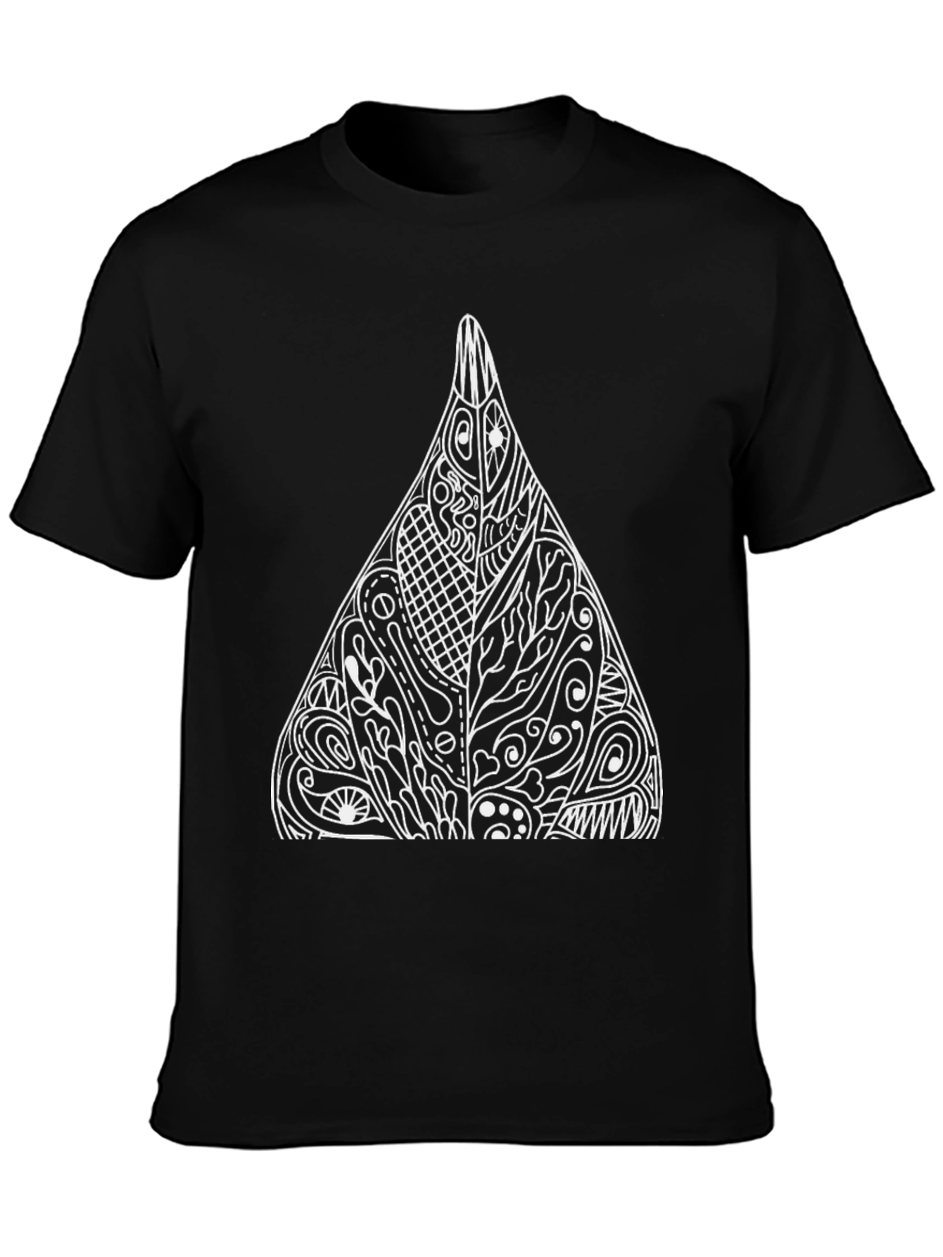 Black Tee with Abstract Triangle Design