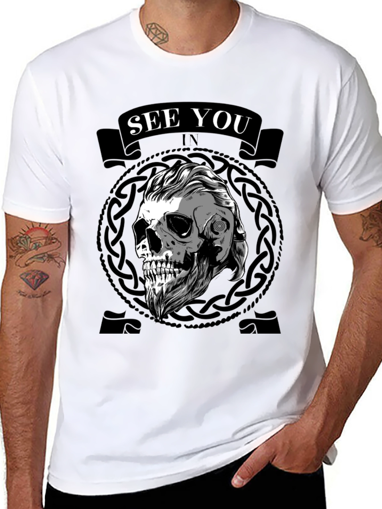 Viking Skull See You In Valhalla Black T-Shirt