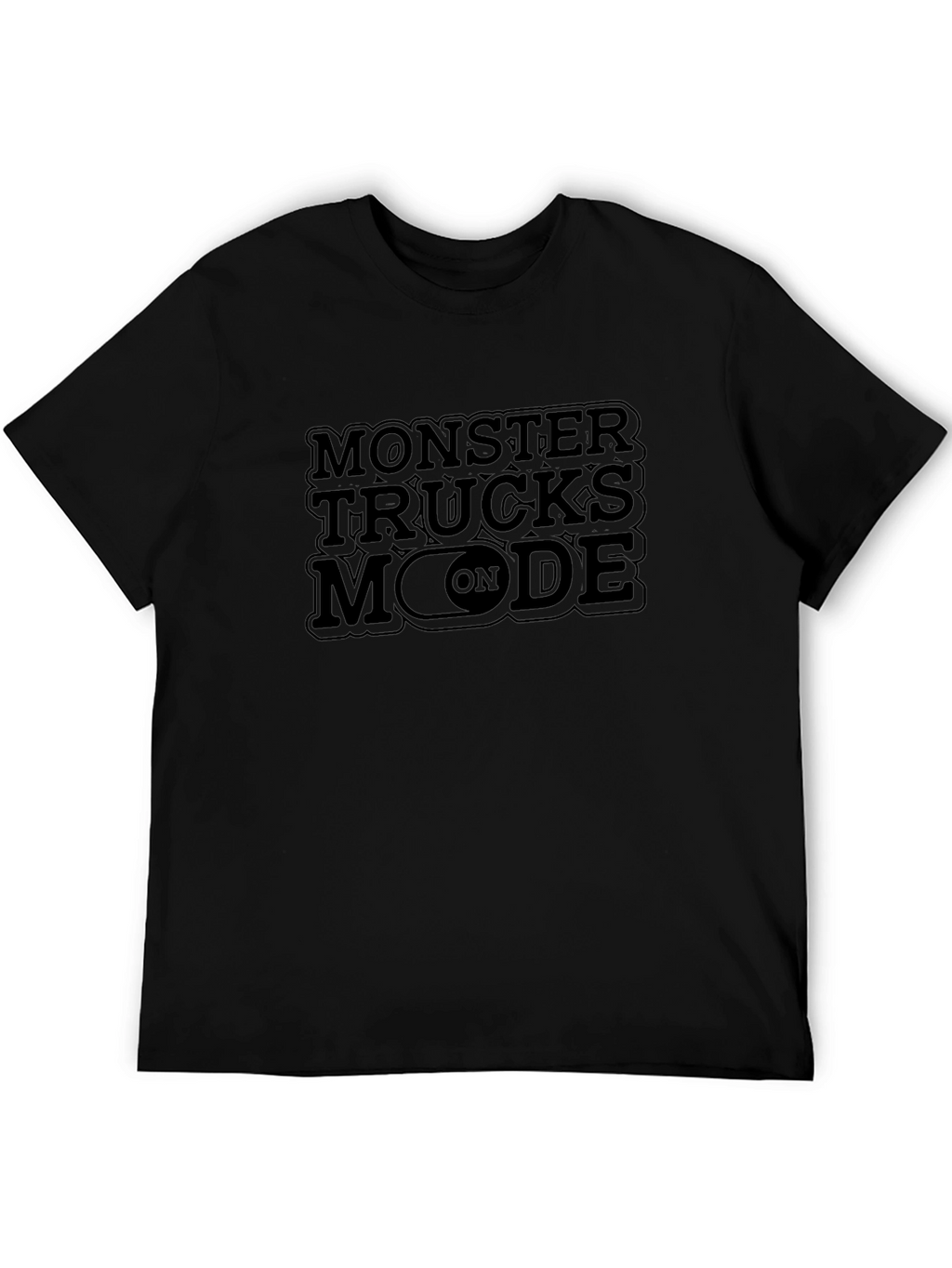 Monster Trucks Mode On T-Shirt - Black Crew Neck