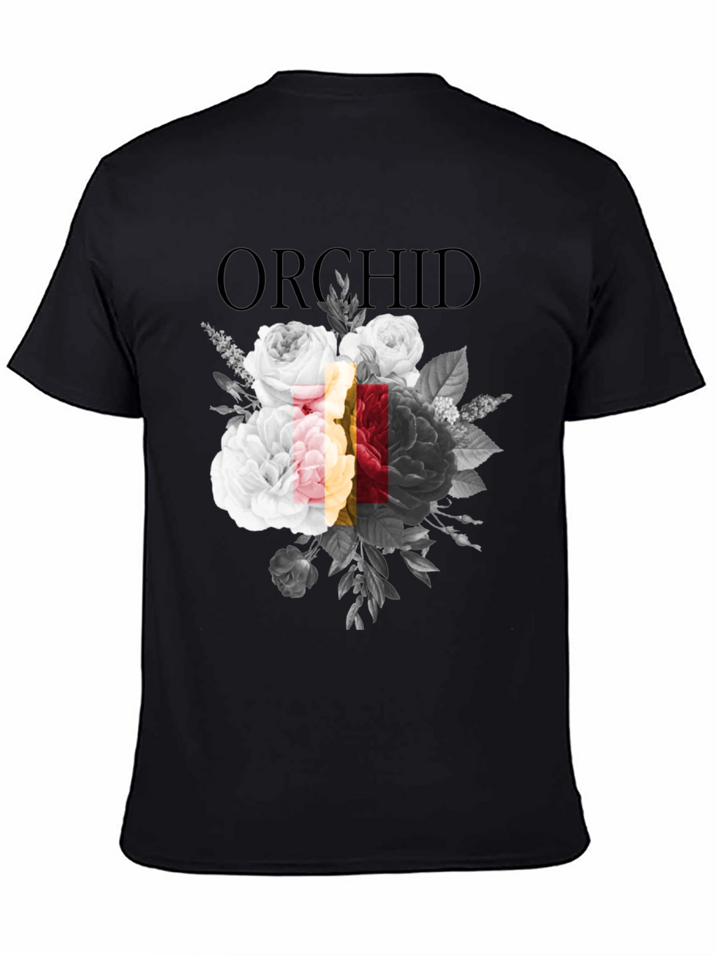 Orchid Floral Graphic Print Black T-Shirt