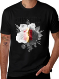 Orchid Floral Graphic Print Black T-Shirt