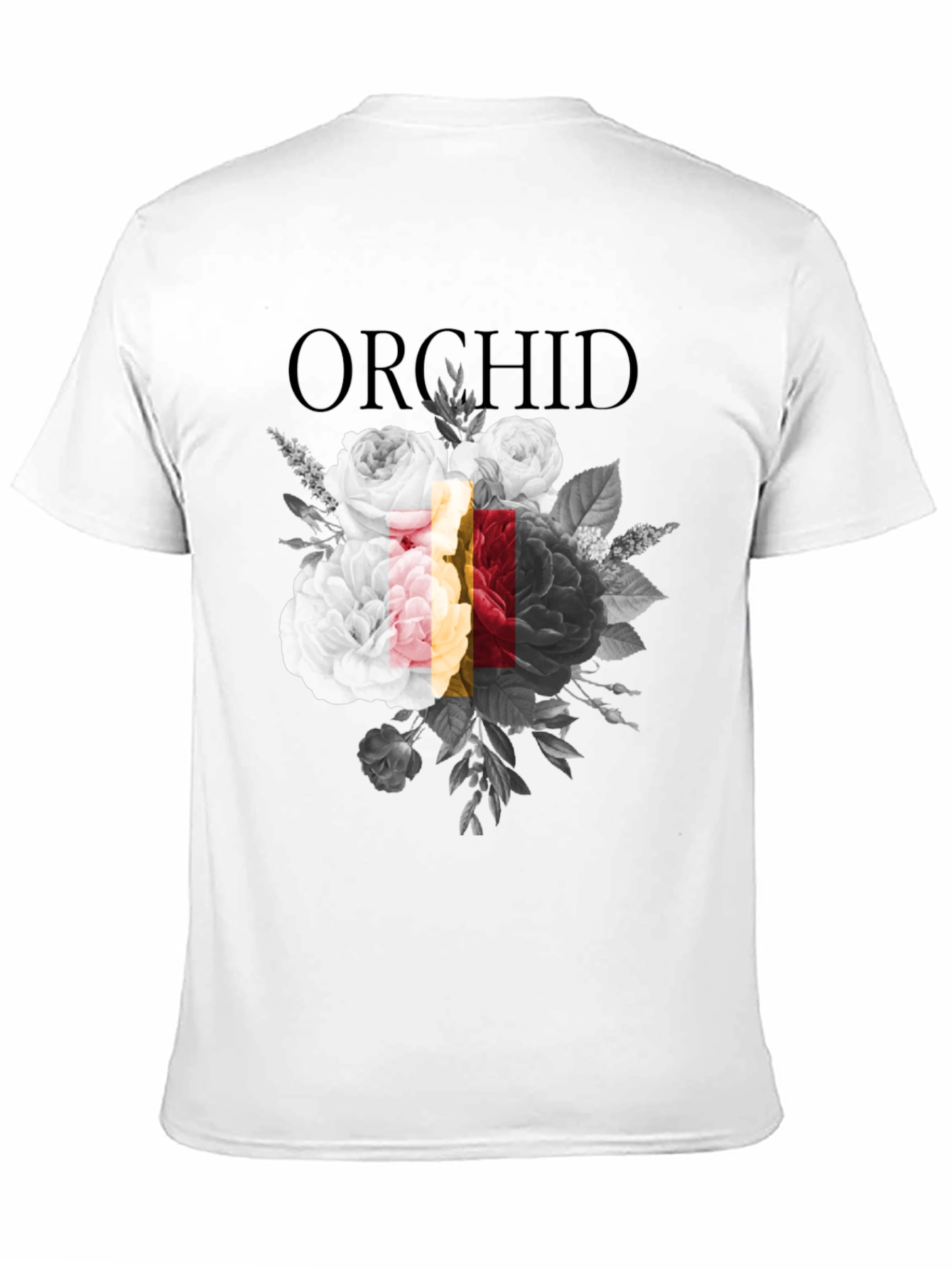 Orchid Floral Graphic Print Black T-Shirt