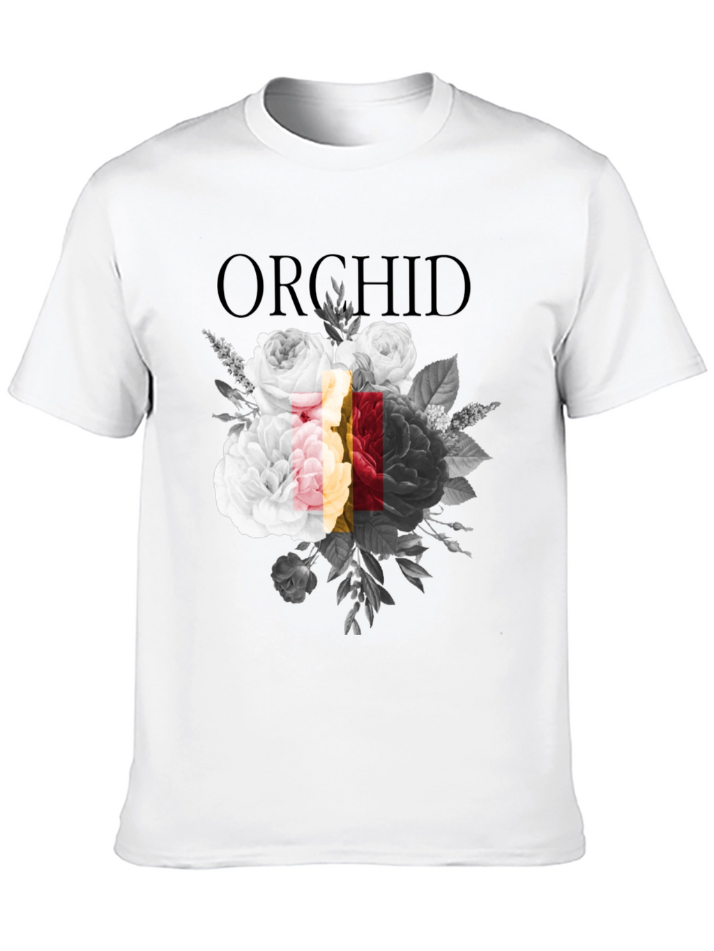 Orchid Floral Graphic Print Black T-Shirt