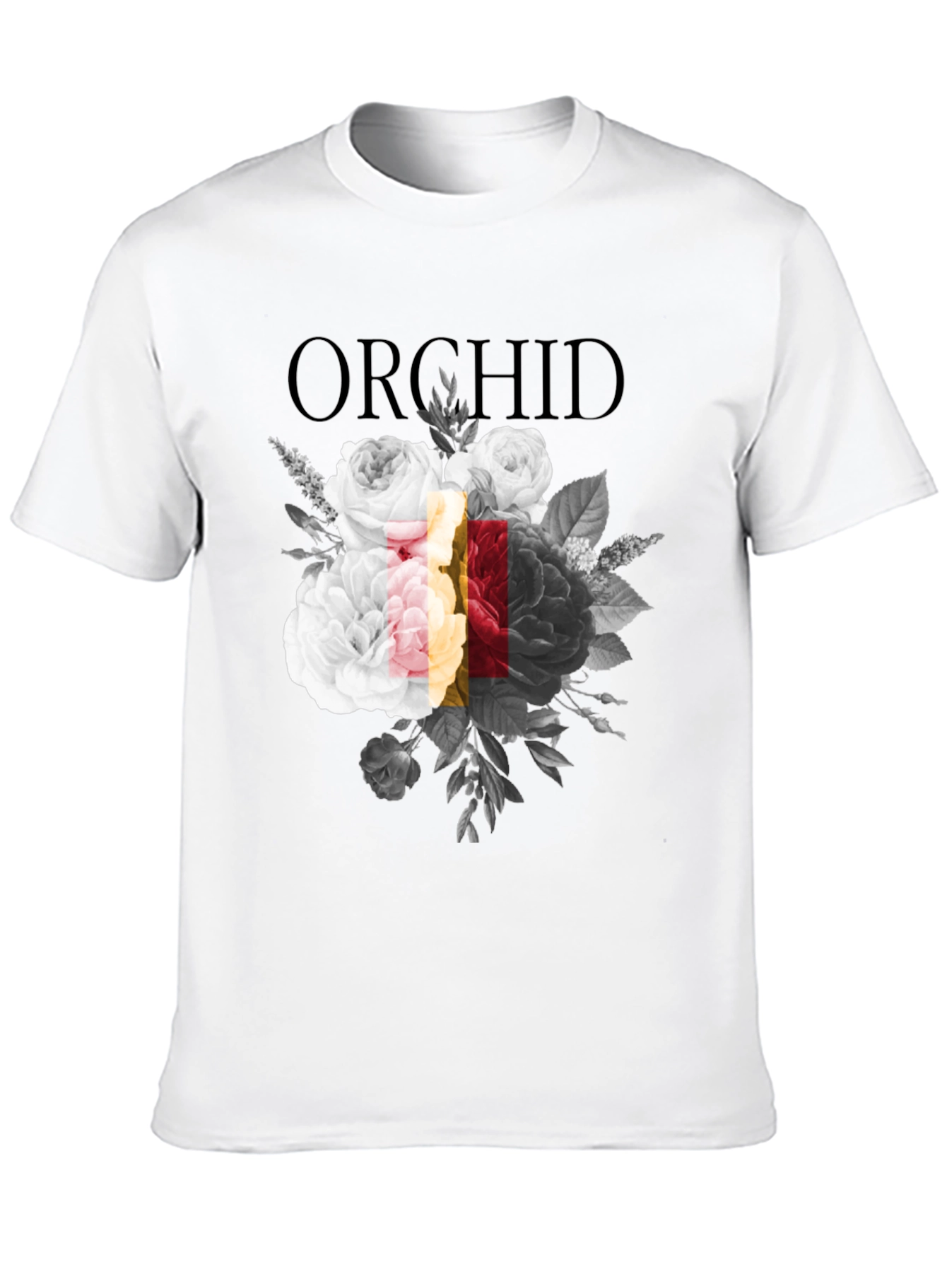 Orchid Floral Graphic Print Black T-Shirt
