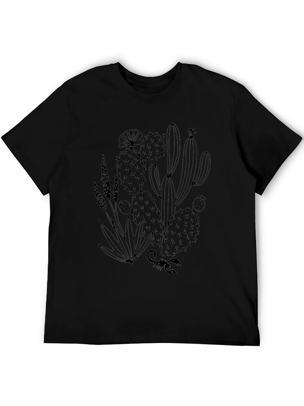 Black Cactus Graphic Tee - Desert Style T-Shirt