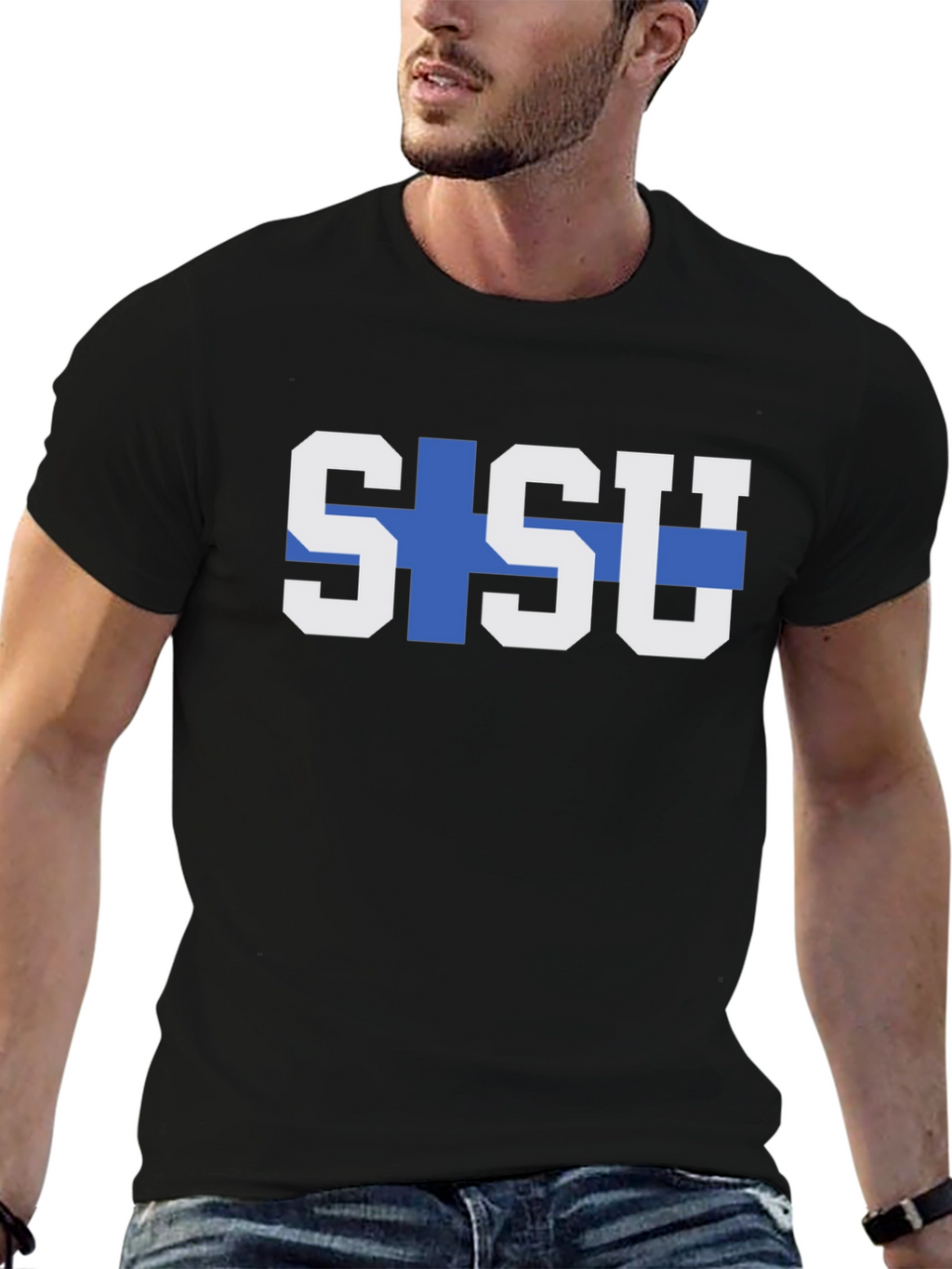 Sisu Finland Flag Graphic Tee - Black T-Shirt