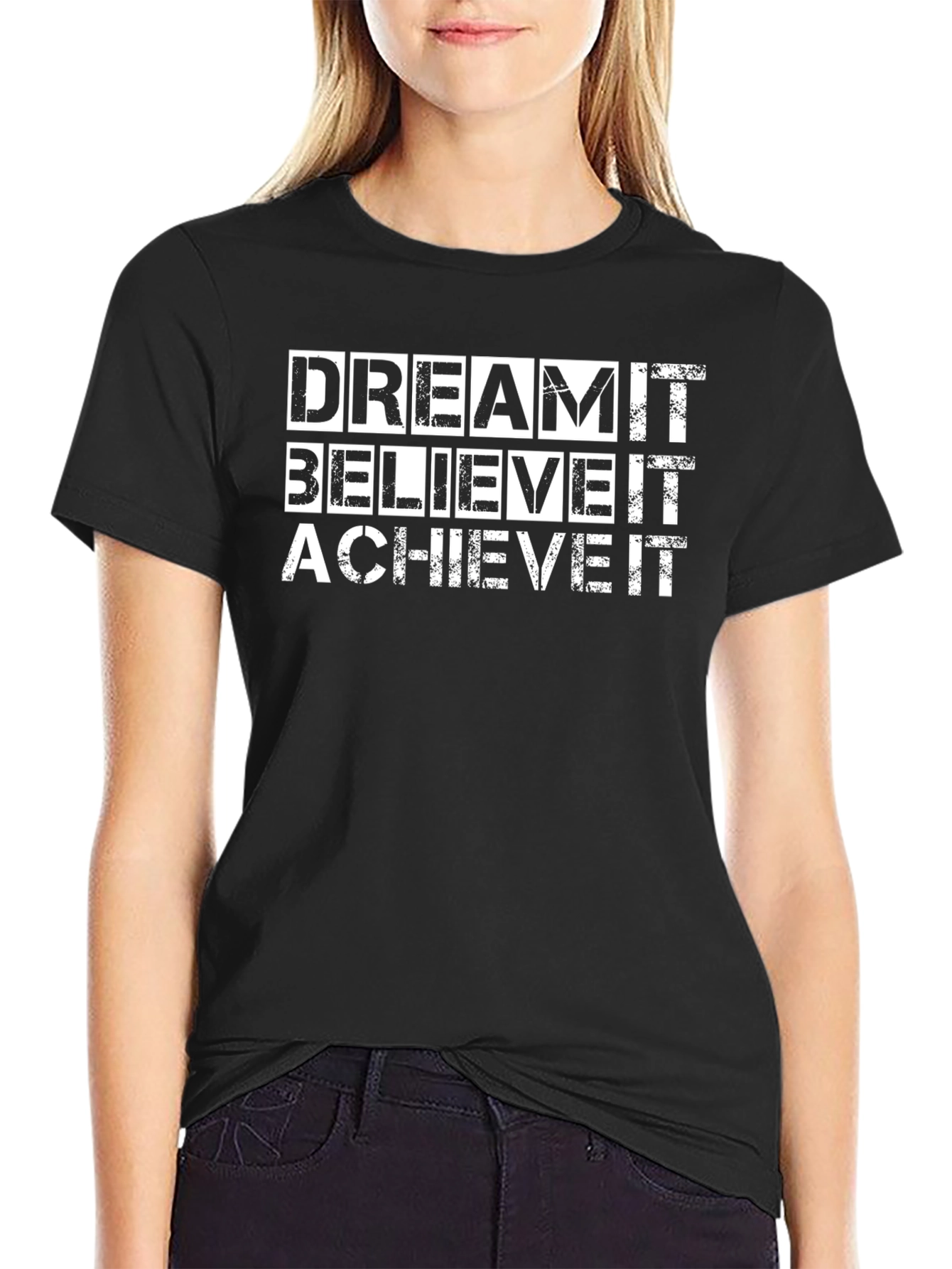 Dream Believe Achieve Graphic Tee - Black T-Shirt