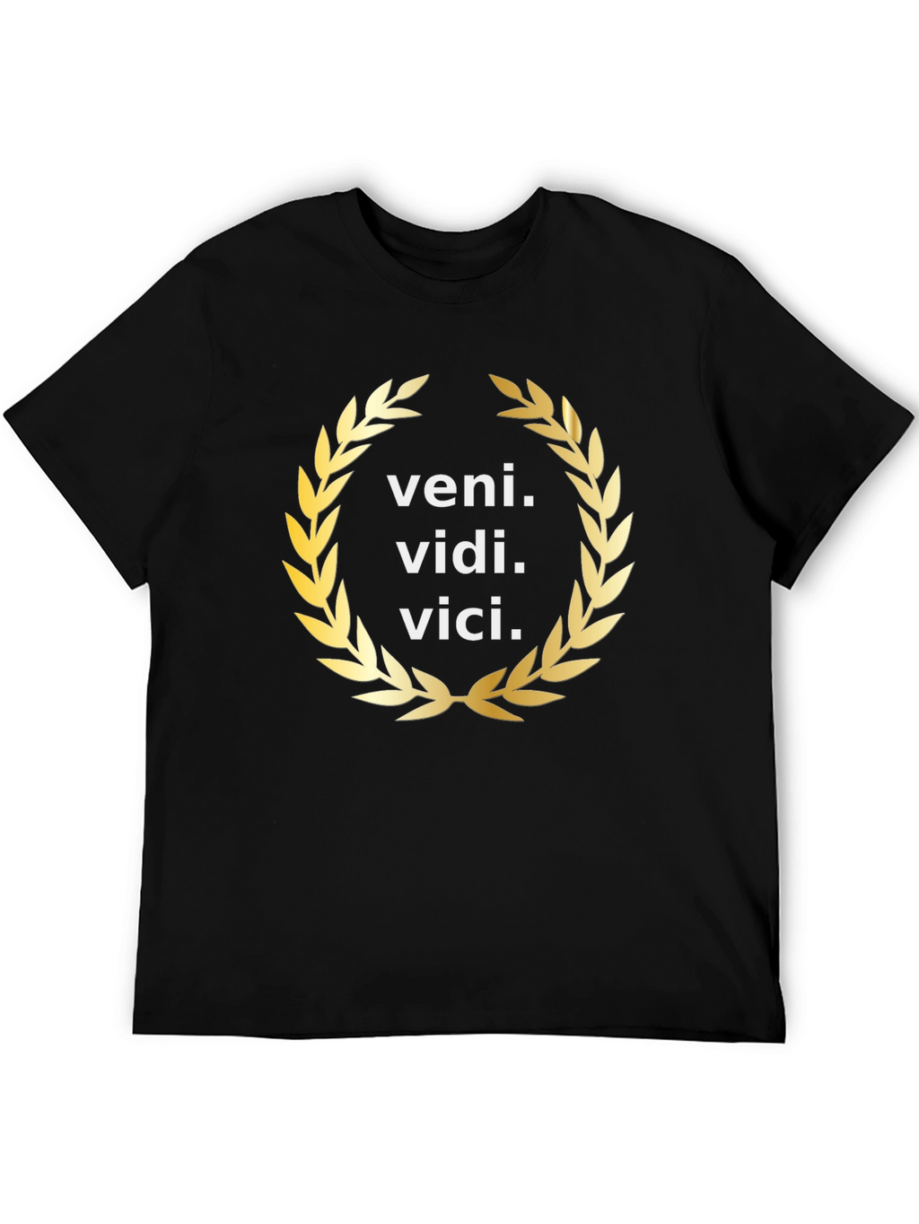 Veni Vidi Vici Gold Wreath Black T-Shirt
