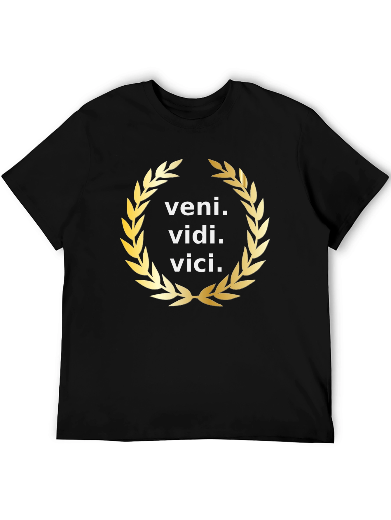 Veni Vidi Vici Gold Wreath Black T-Shirt