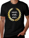 Veni Vidi Vici Gold Wreath Black T-Shirt