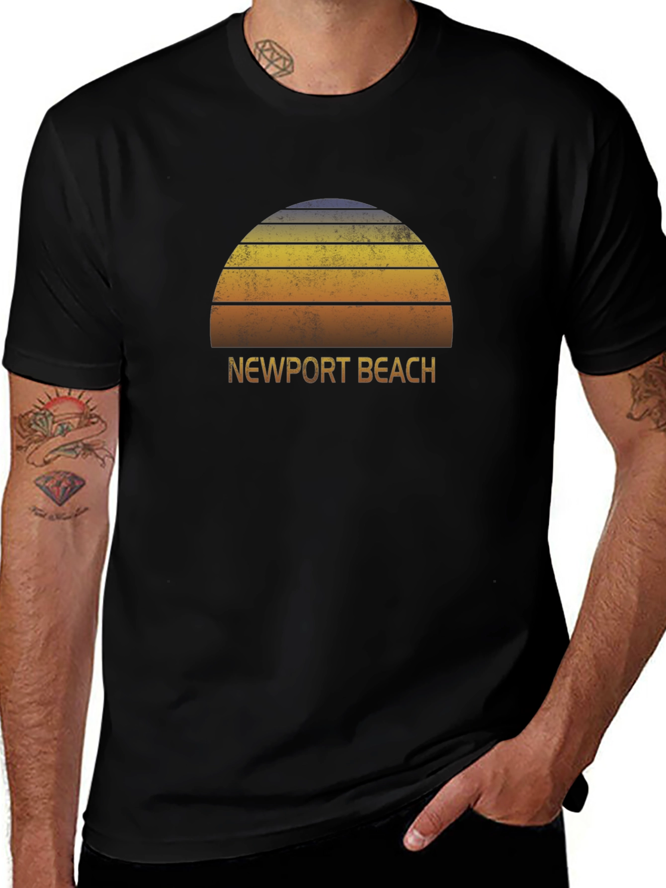 Newport Beach Retro Sunset T-Shirt
