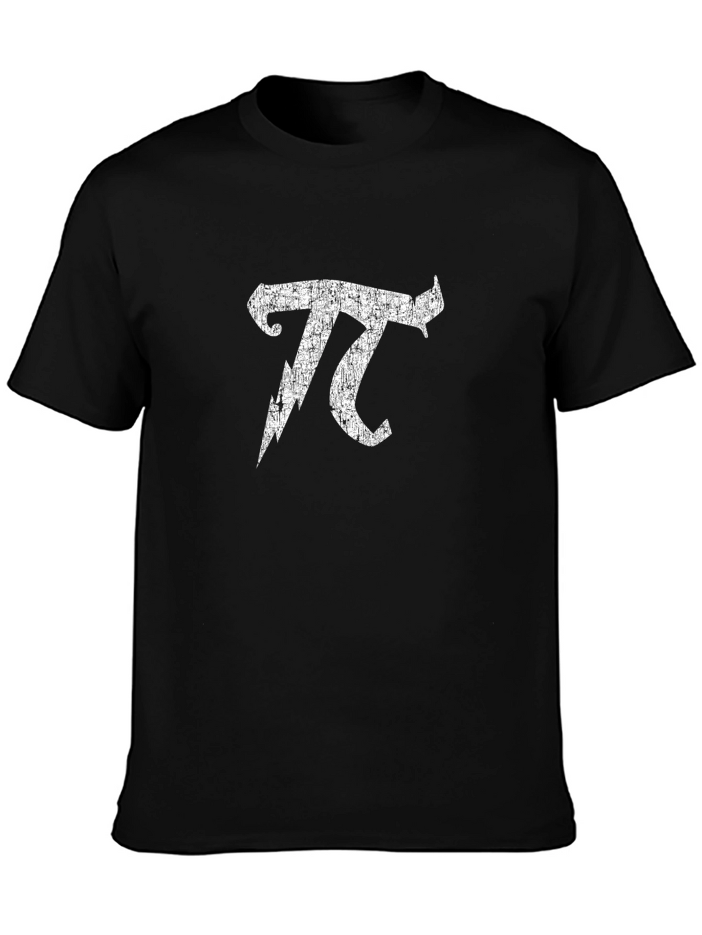 Distressed Pi Symbol Graphic Tee - Black