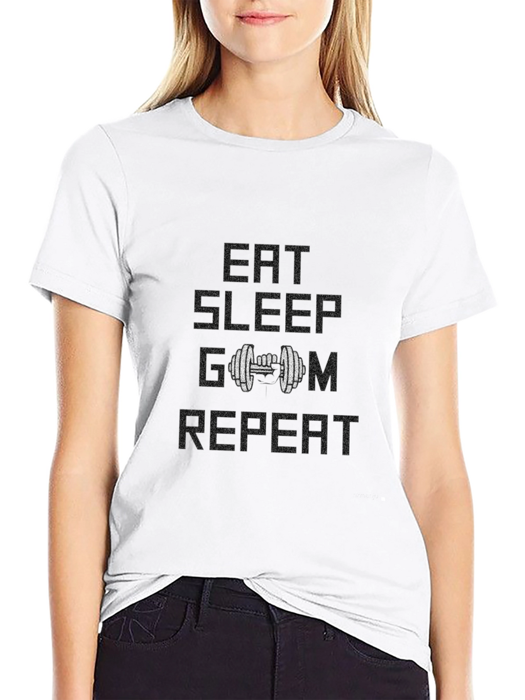 Eat Sleep Gym Repeat Black Graphic T-Shirt