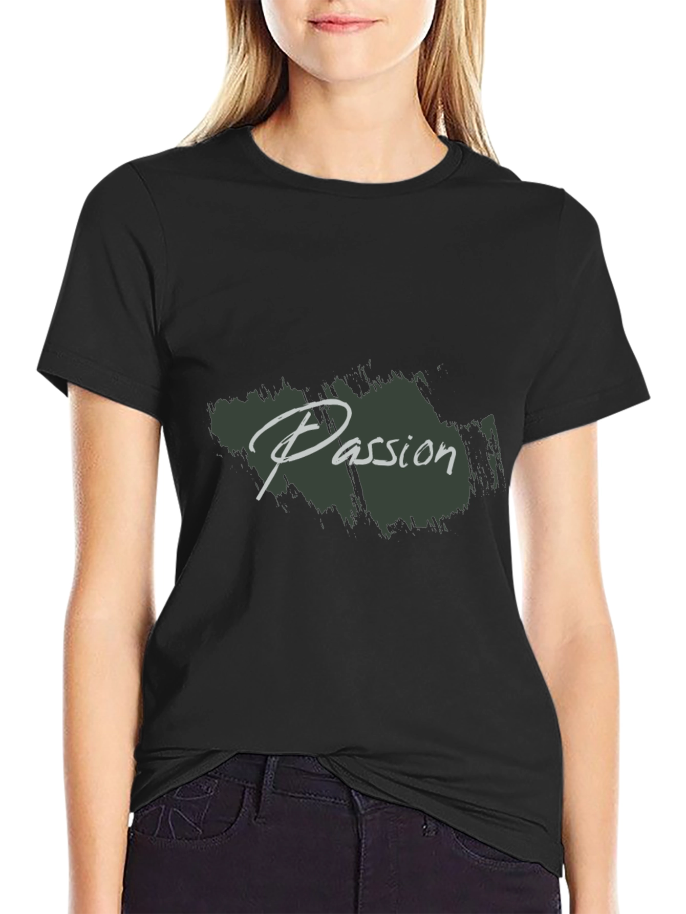 Mens Black Passion Print Crew Neck T-Shirt