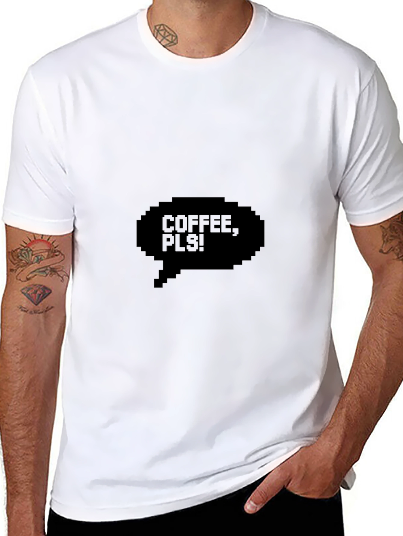 Coffee Pls! Pixel Black Graphic Tee