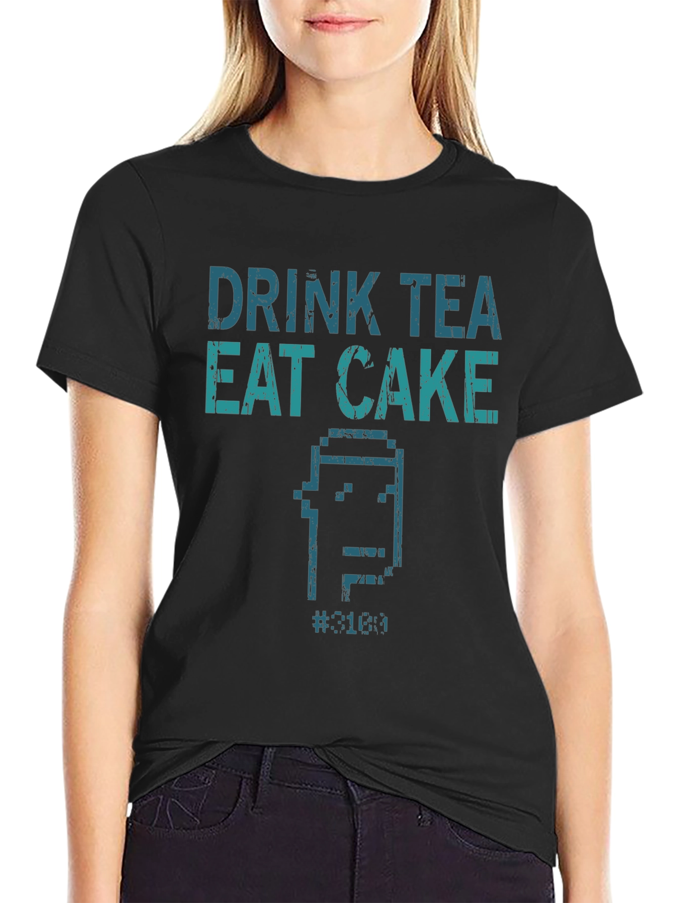 Drink Tea Eat Cake T-Shirt - Pixel Art