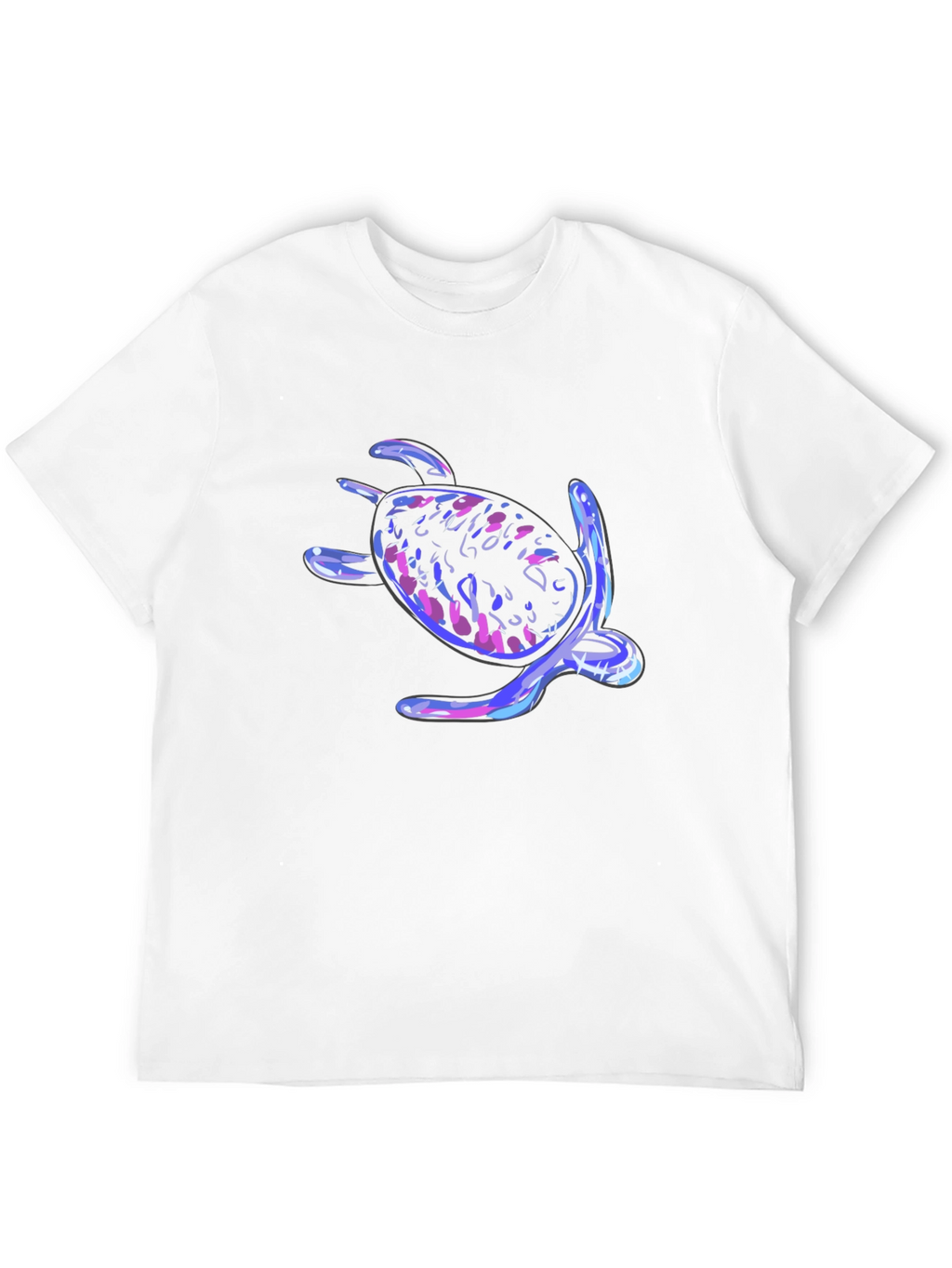 Neon Turtle Graphic Tee - Black Cotton Casual T-Shirt