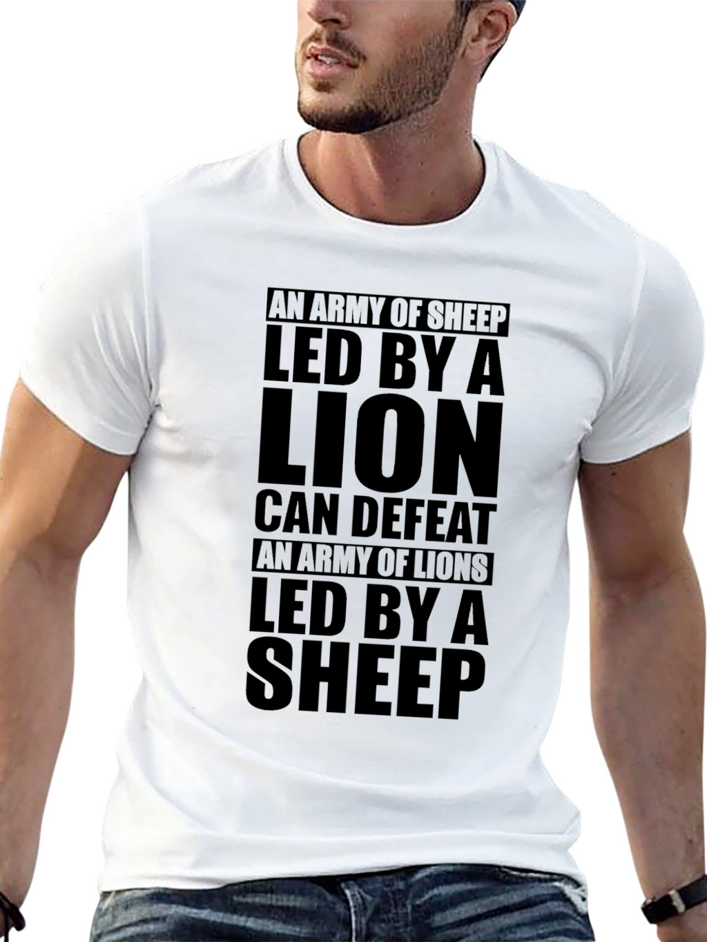 Lion & Sheep Graphic T-Shirt - Leadership Quote Tee