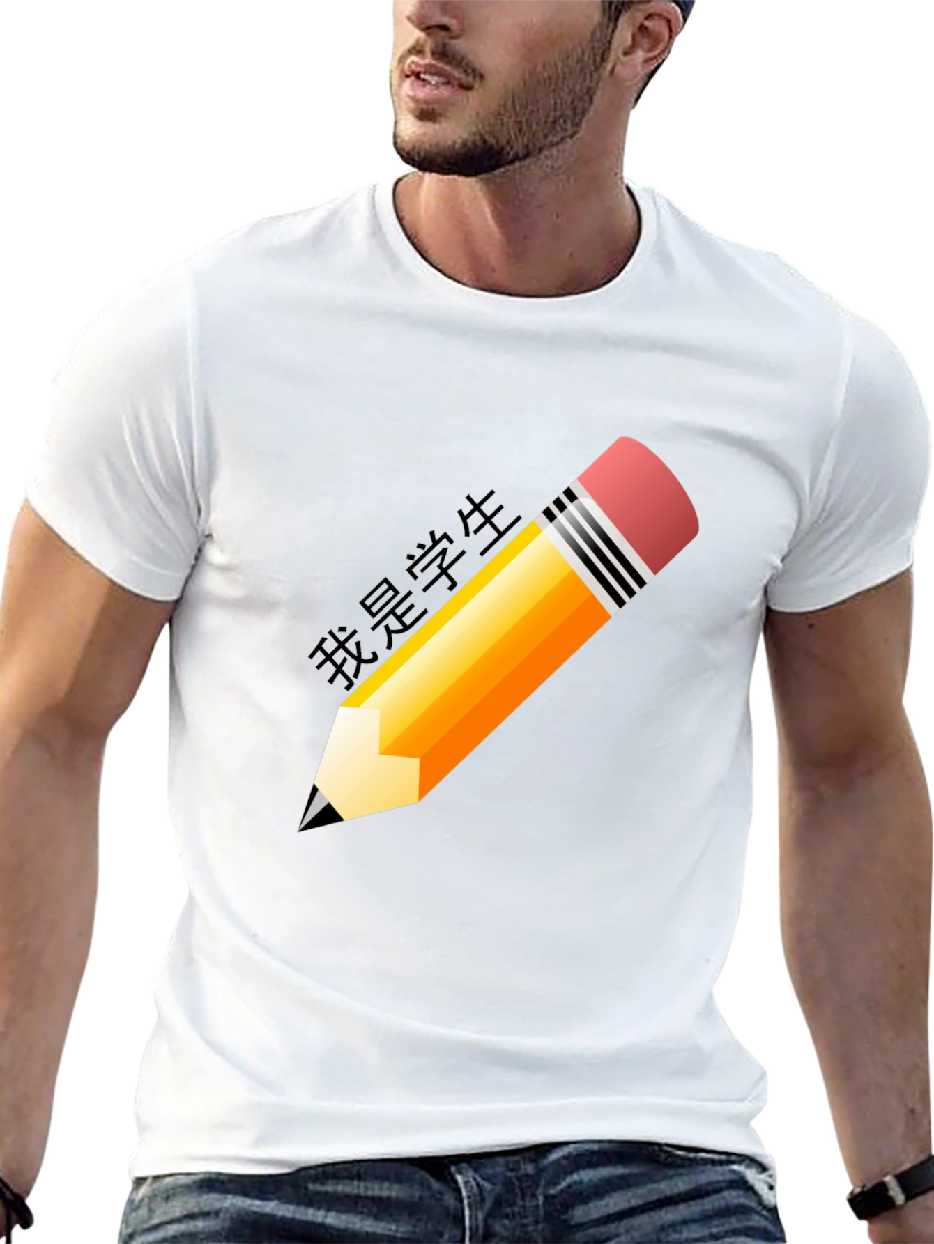 Pencil Graphic Black T-Shirt - Student Style