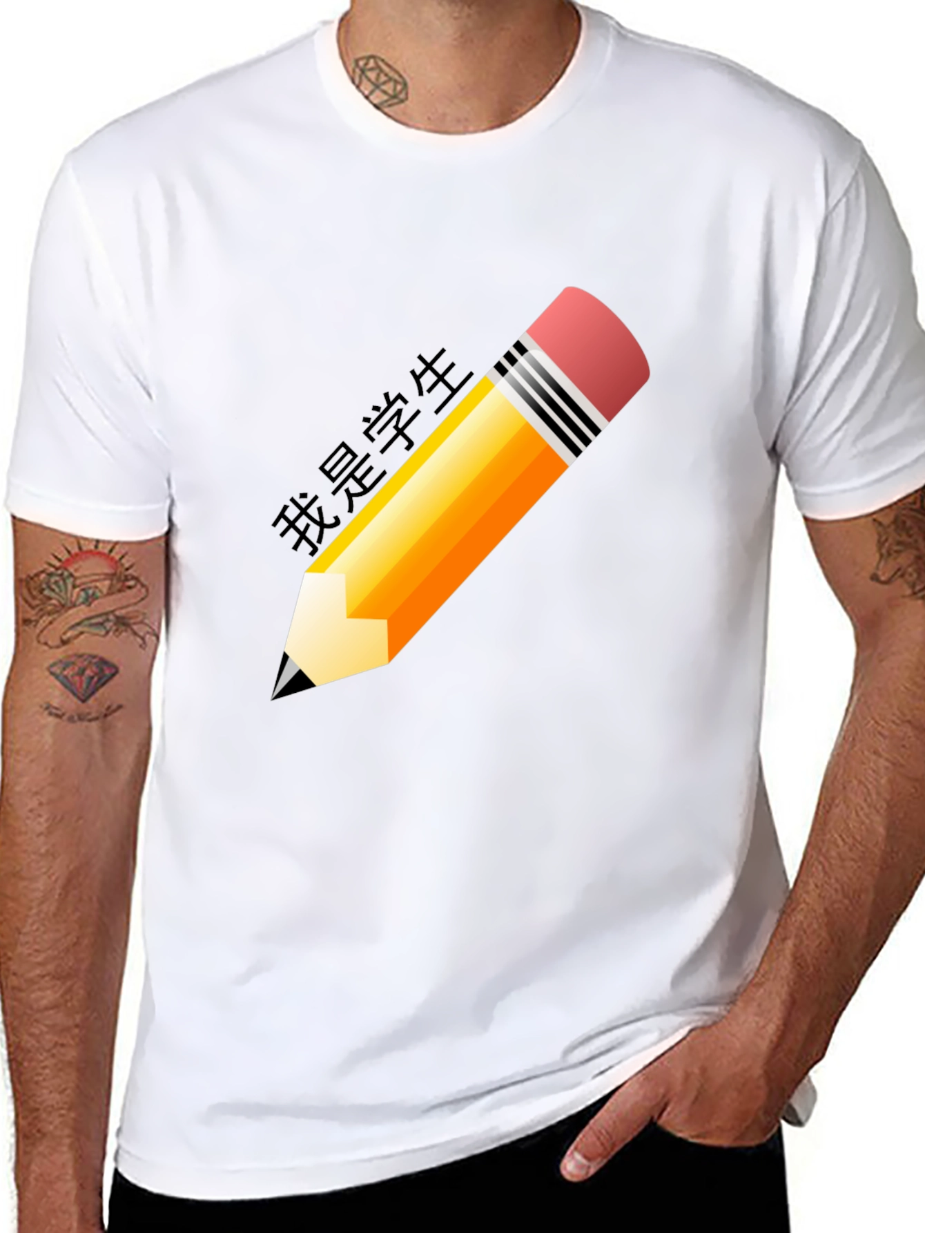 Pencil Graphic Black T-Shirt - Student Style