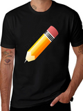 Pencil Graphic Black T-Shirt - Student Style