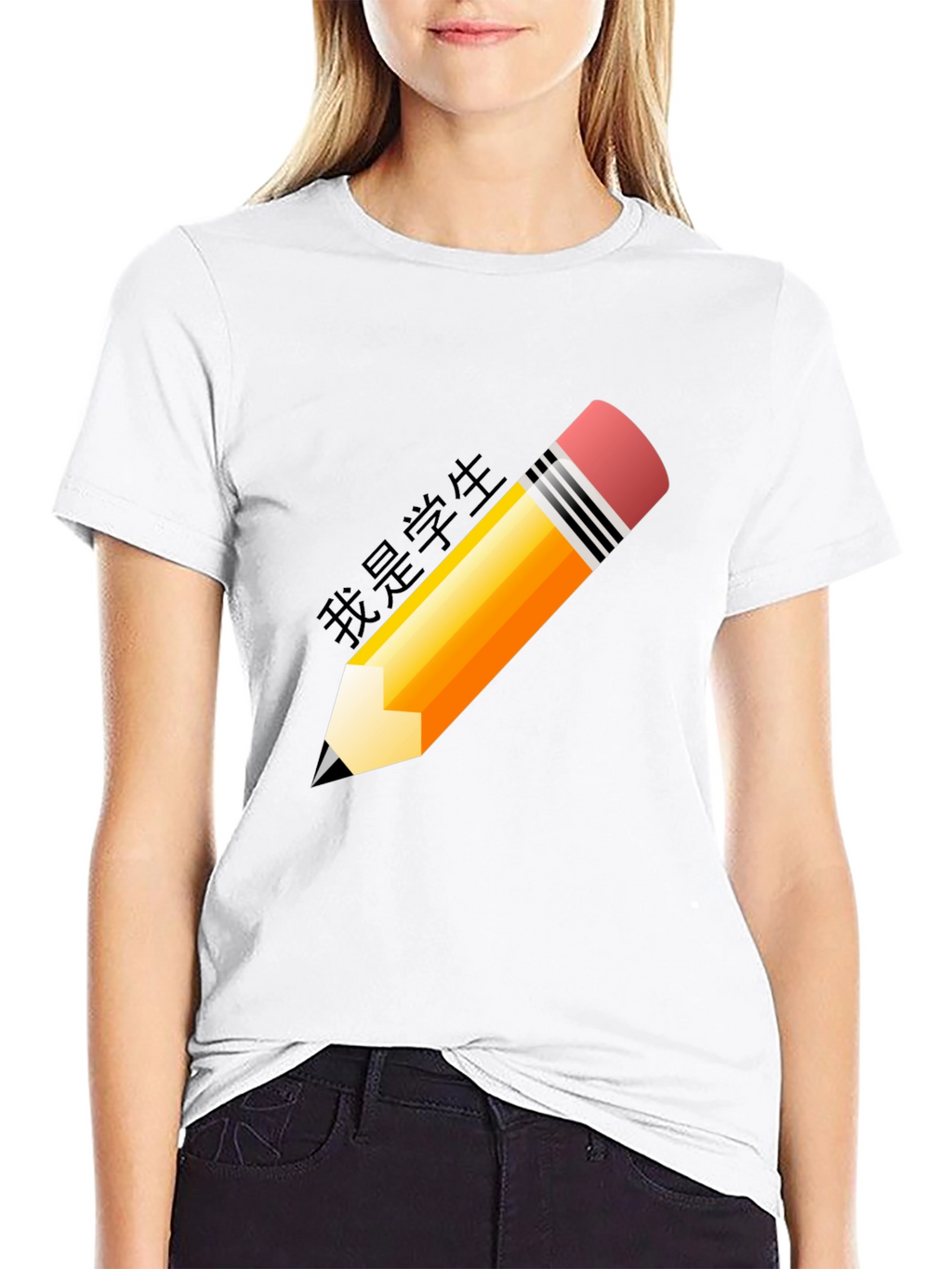 Pencil Graphic Black T-Shirt - Student Style