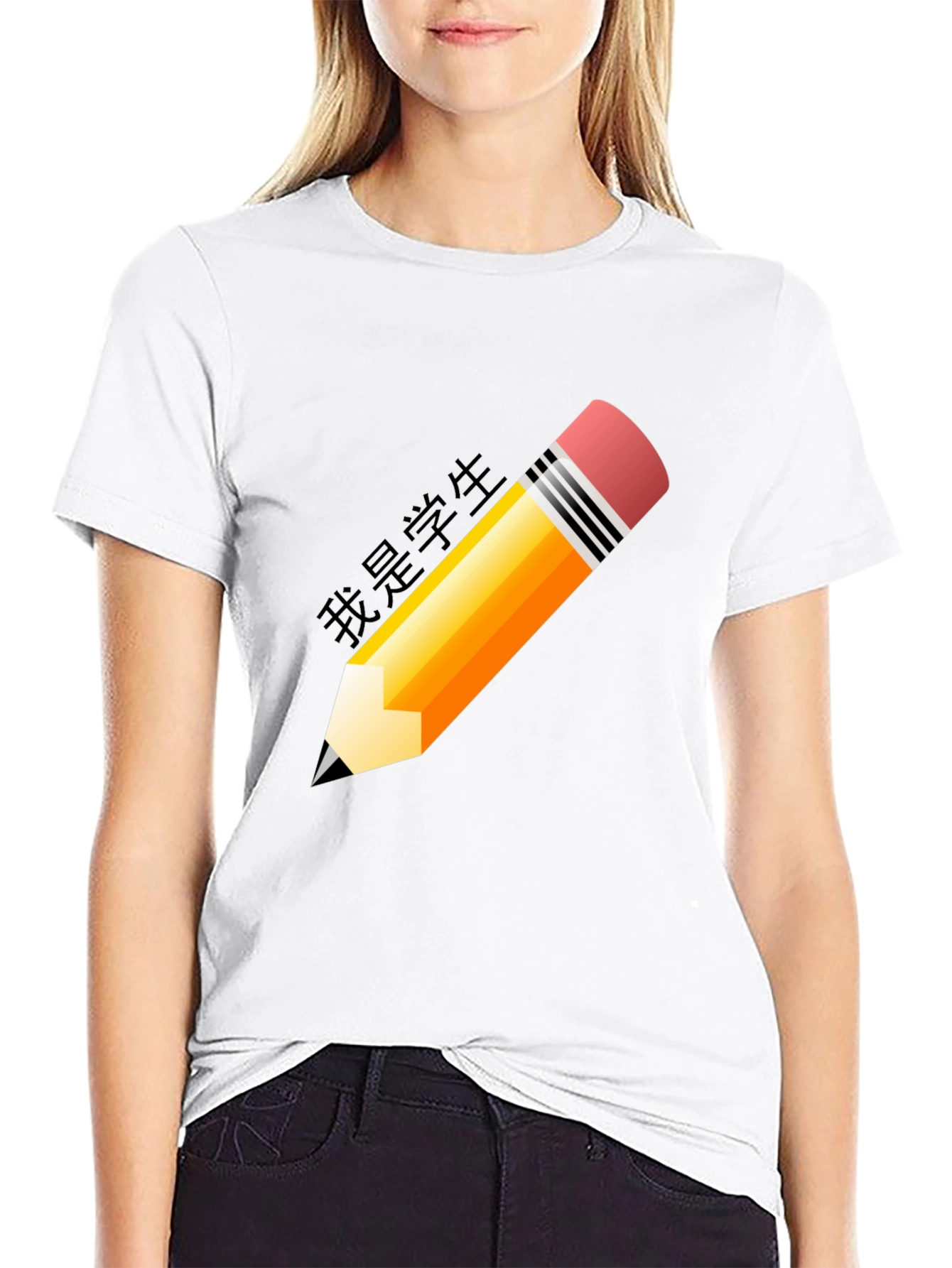 Pencil Graphic Black T-Shirt - Student Style