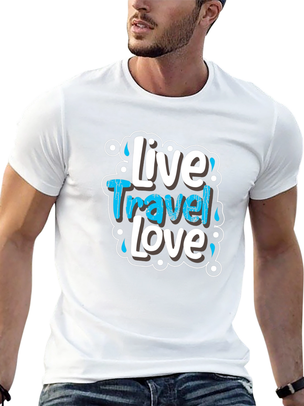 Live Travel Love Graphic Tee - Black Cotton T-Shirt