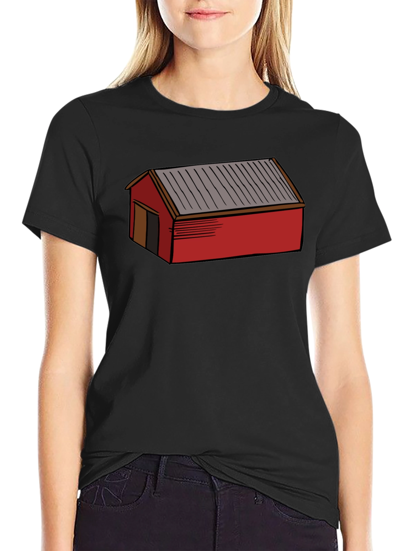 Red Shed Graphic Tee - Black Casual Cotton T-Shirt