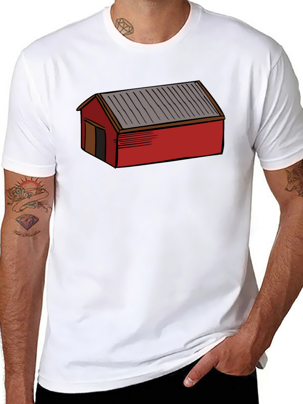 Red Shed Graphic Tee - Black Casual Cotton T-Shirt