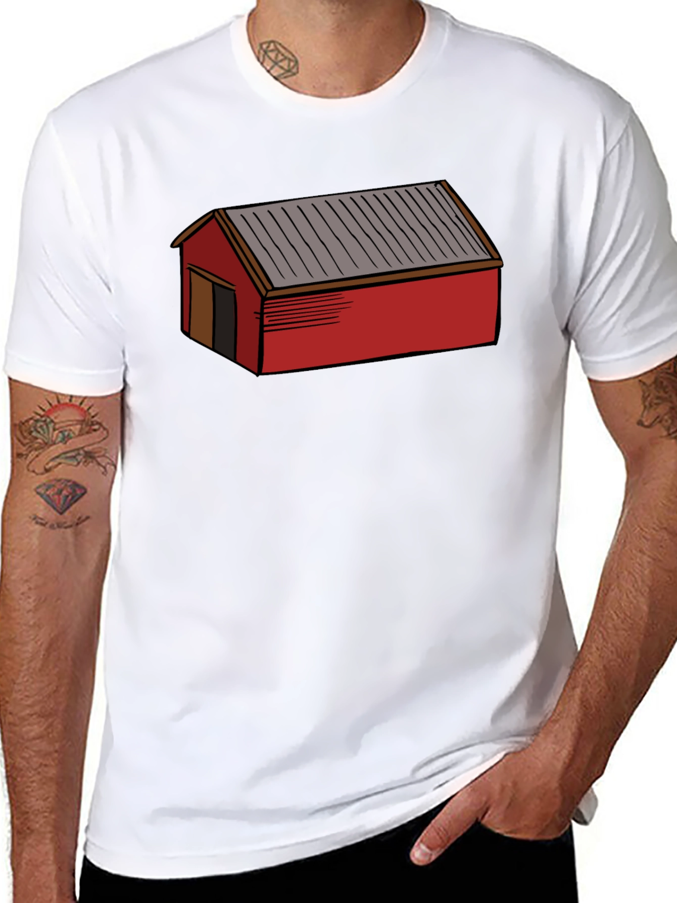 Red Shed Graphic Tee - Black Casual Cotton T-Shirt