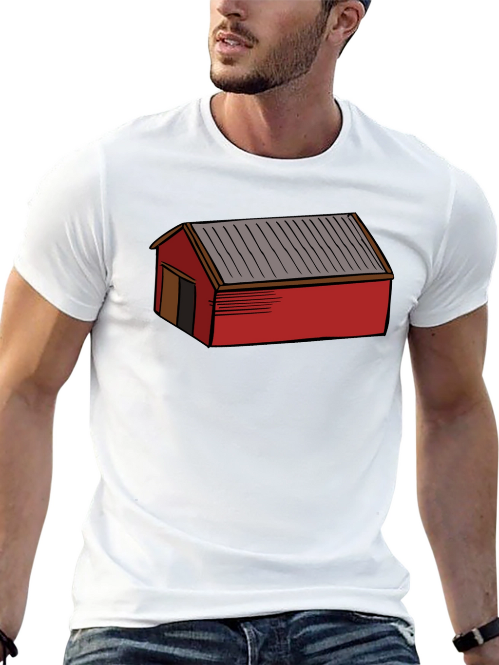 Red Shed Graphic Tee - Black Casual Cotton T-Shirt