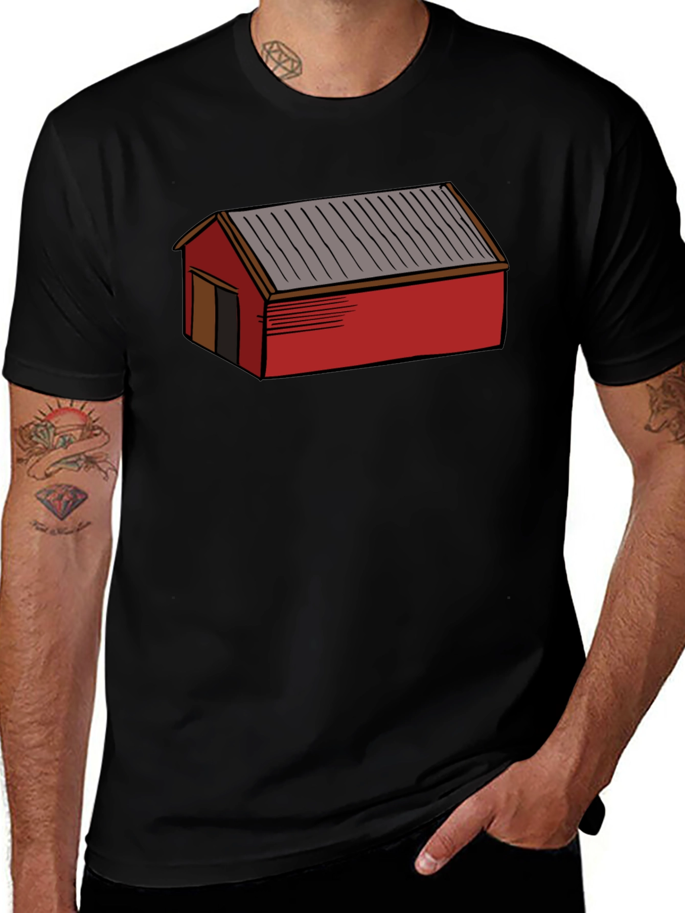 Red Shed Graphic Tee - Black Casual Cotton T-Shirt