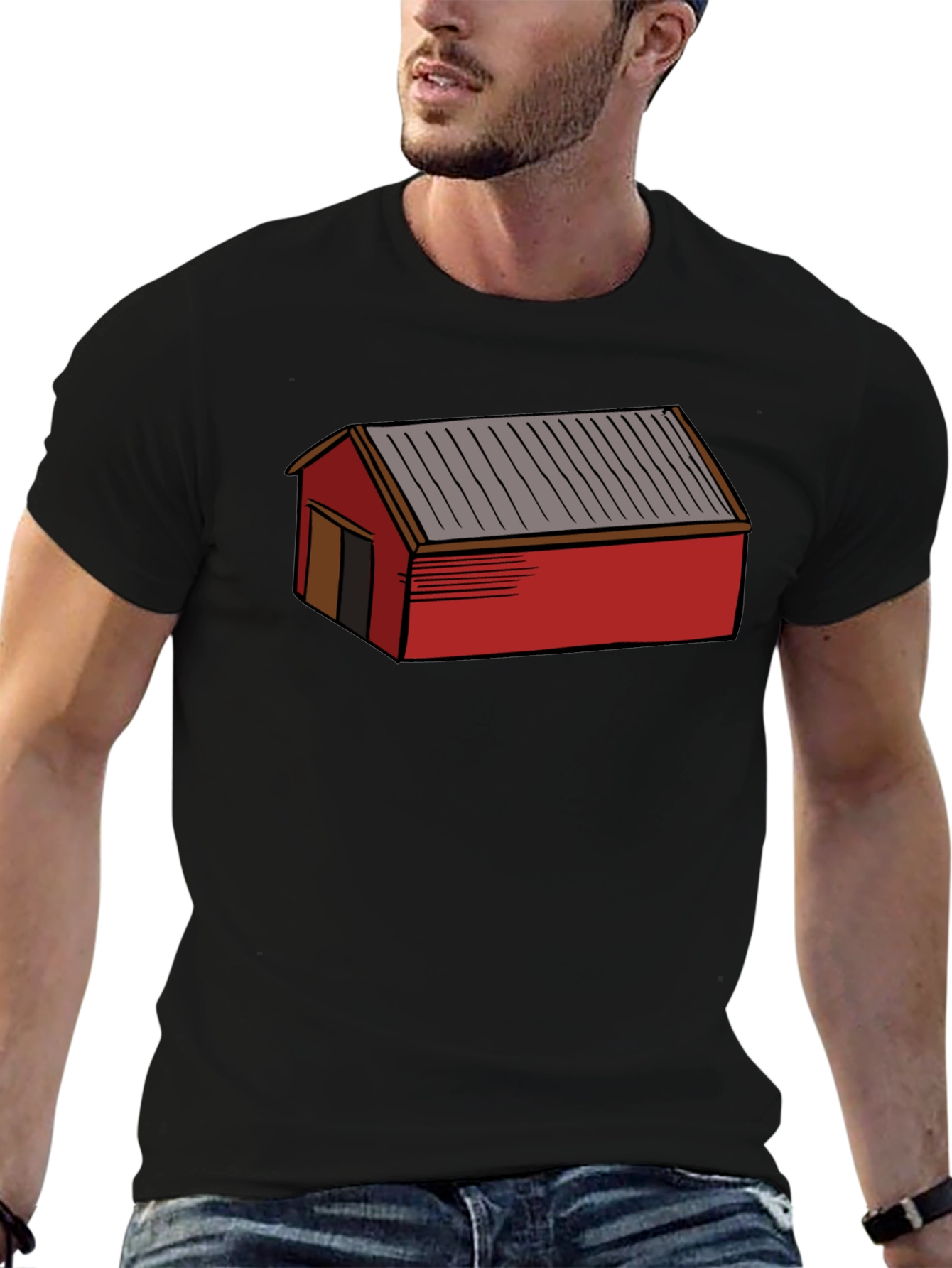 Red Shed Graphic Tee - Black Casual Cotton T-Shirt