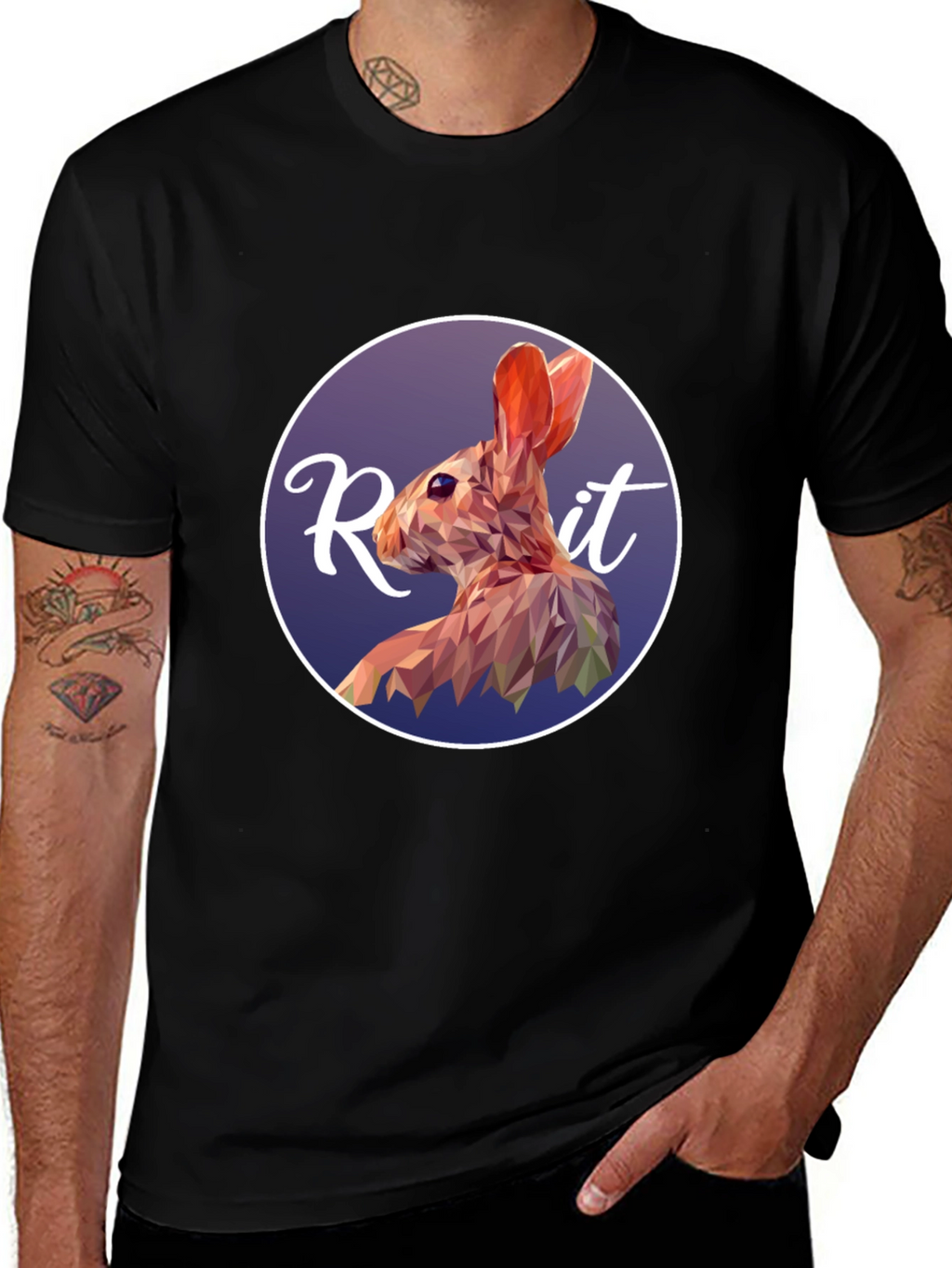 Geometric Rabbit Graphic Tee - Modern Artistic Design