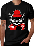 Cool Owl Graphic Tee - Black