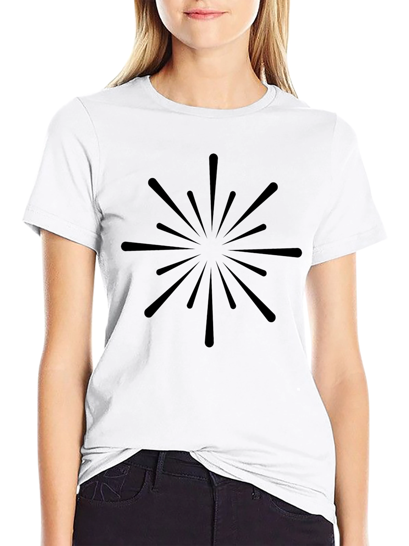 Starburst Graphic Tee - Black Cotton Crew Neck