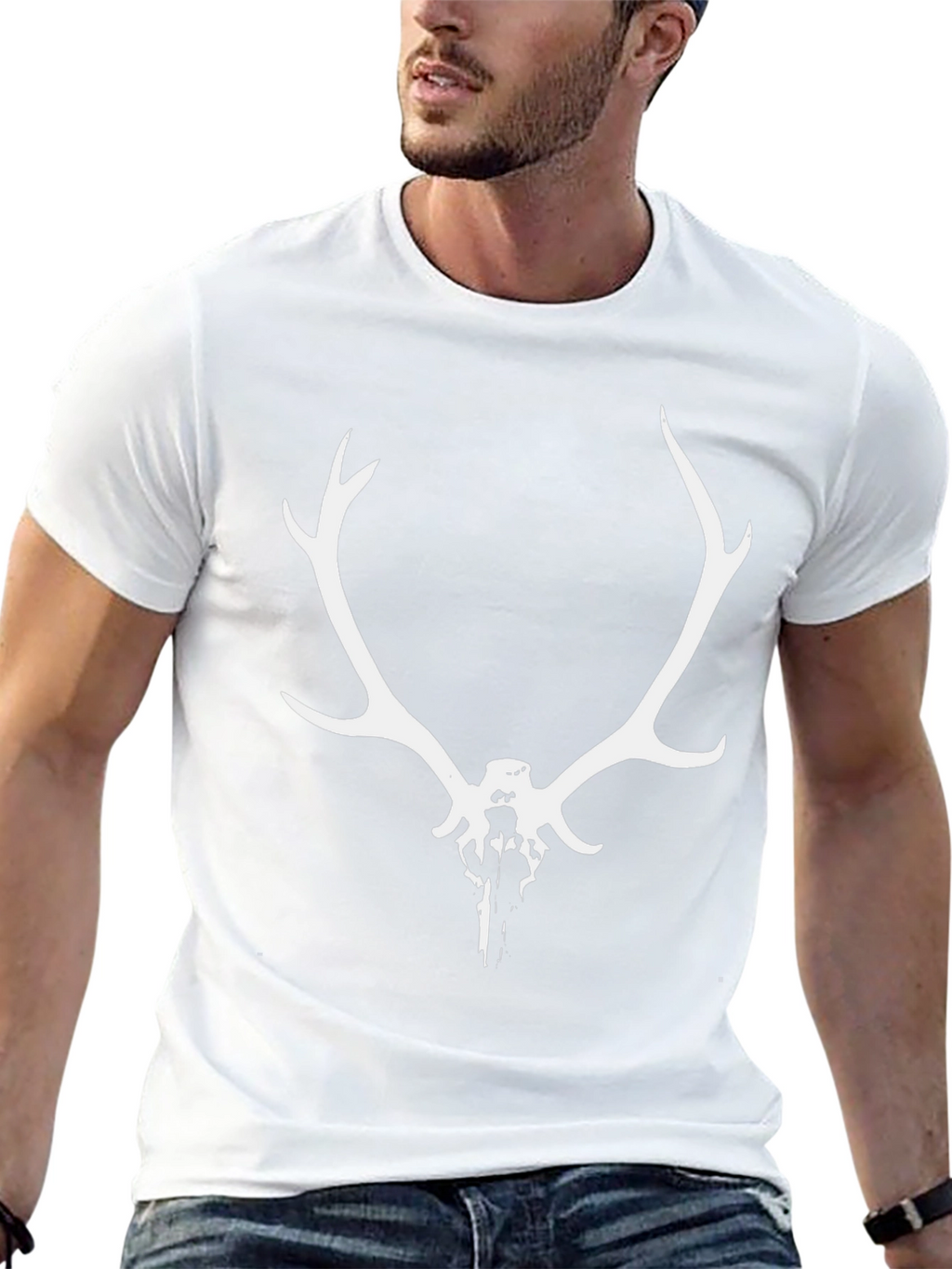 Antler Skull Graphic Tee - Mens Black T-Shirt