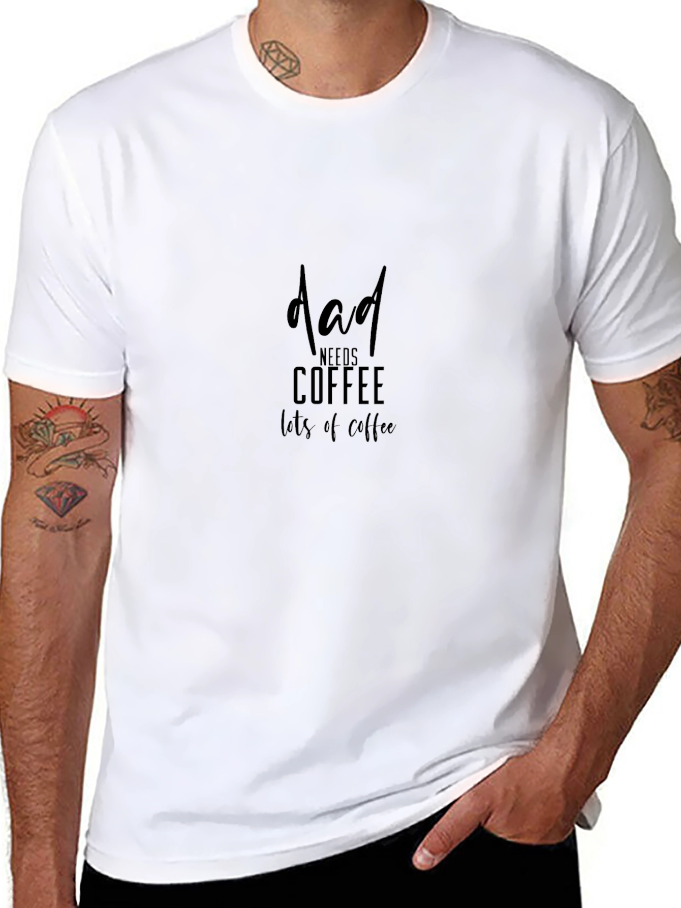 Dad Needs Coffee T-Shirt - Black Crew Neck