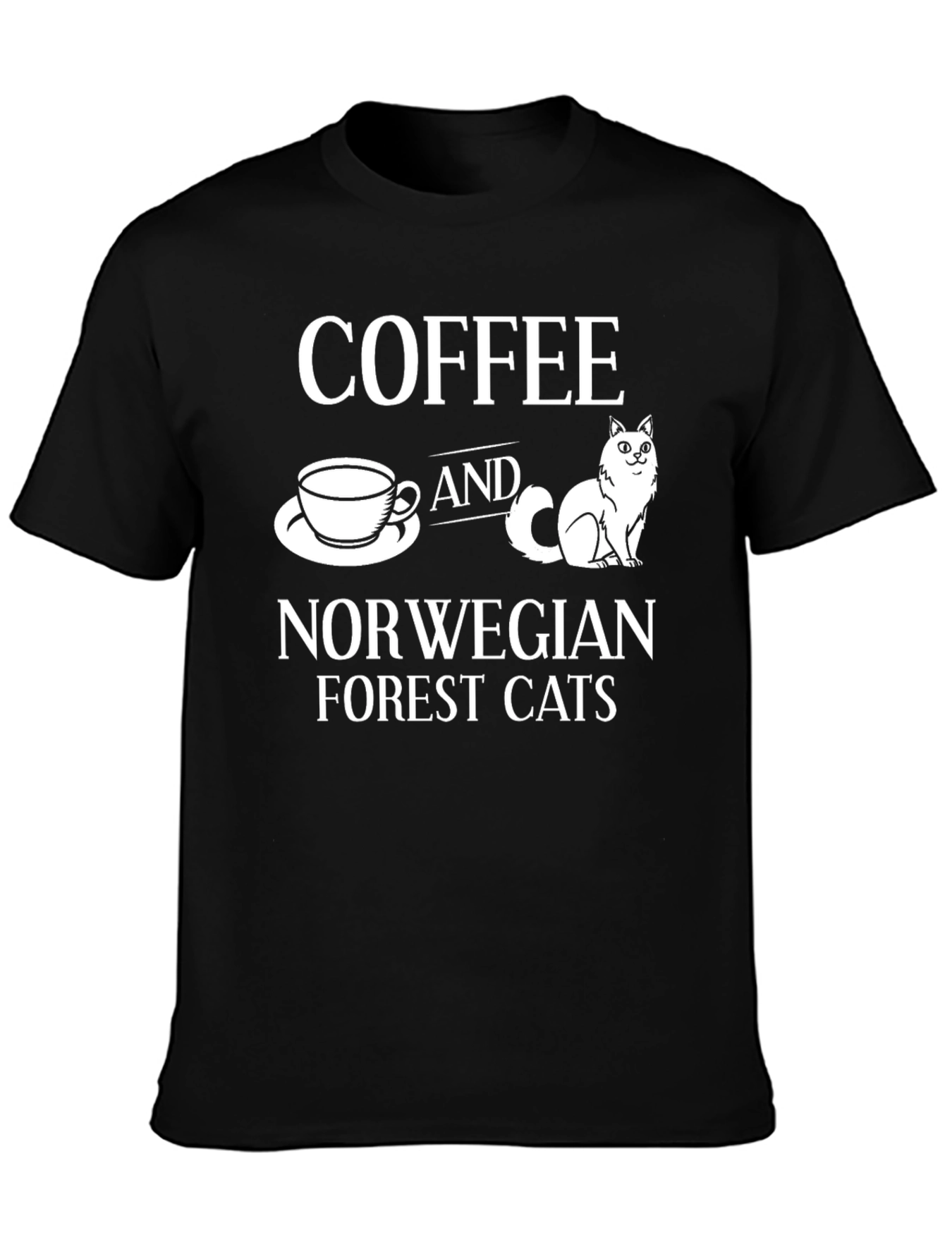 Coffee & Norwegian Forest Cats Black T-Shirt