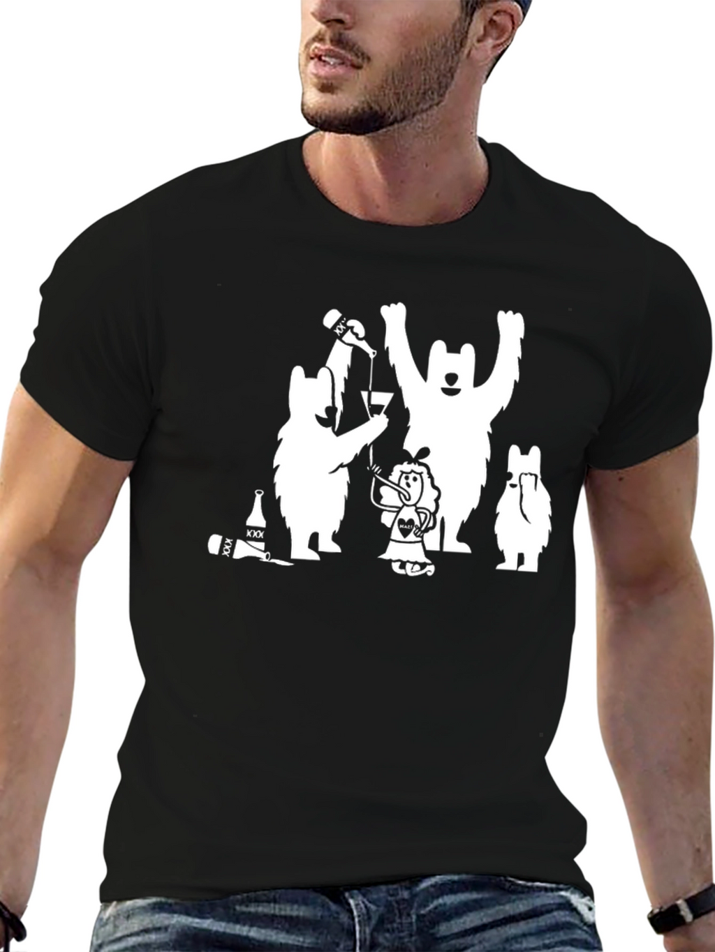 Party Bears Black T-Shirt - Fun Graphic Tee