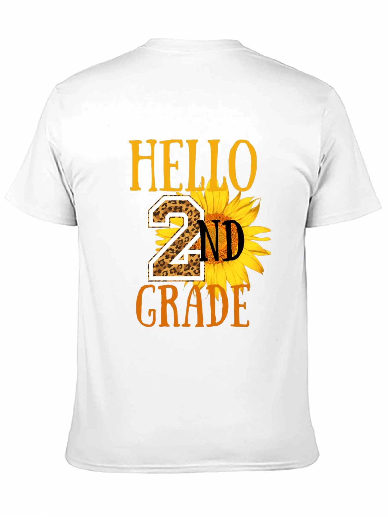 Hello 2nd Grade Leopard Sunflower T-Shirt
