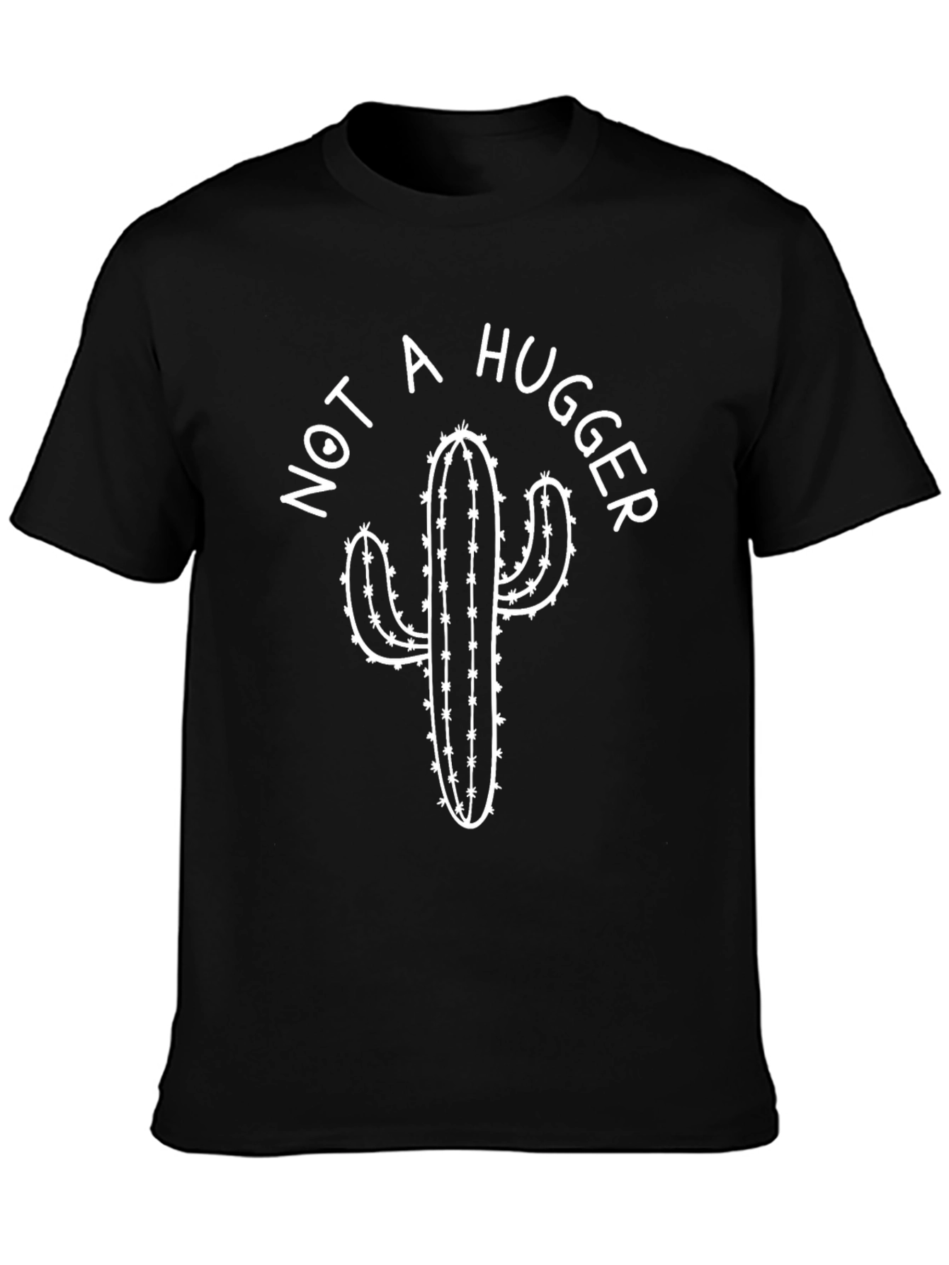 Not A Hugger Cactus Graphic T-Shirt - Black