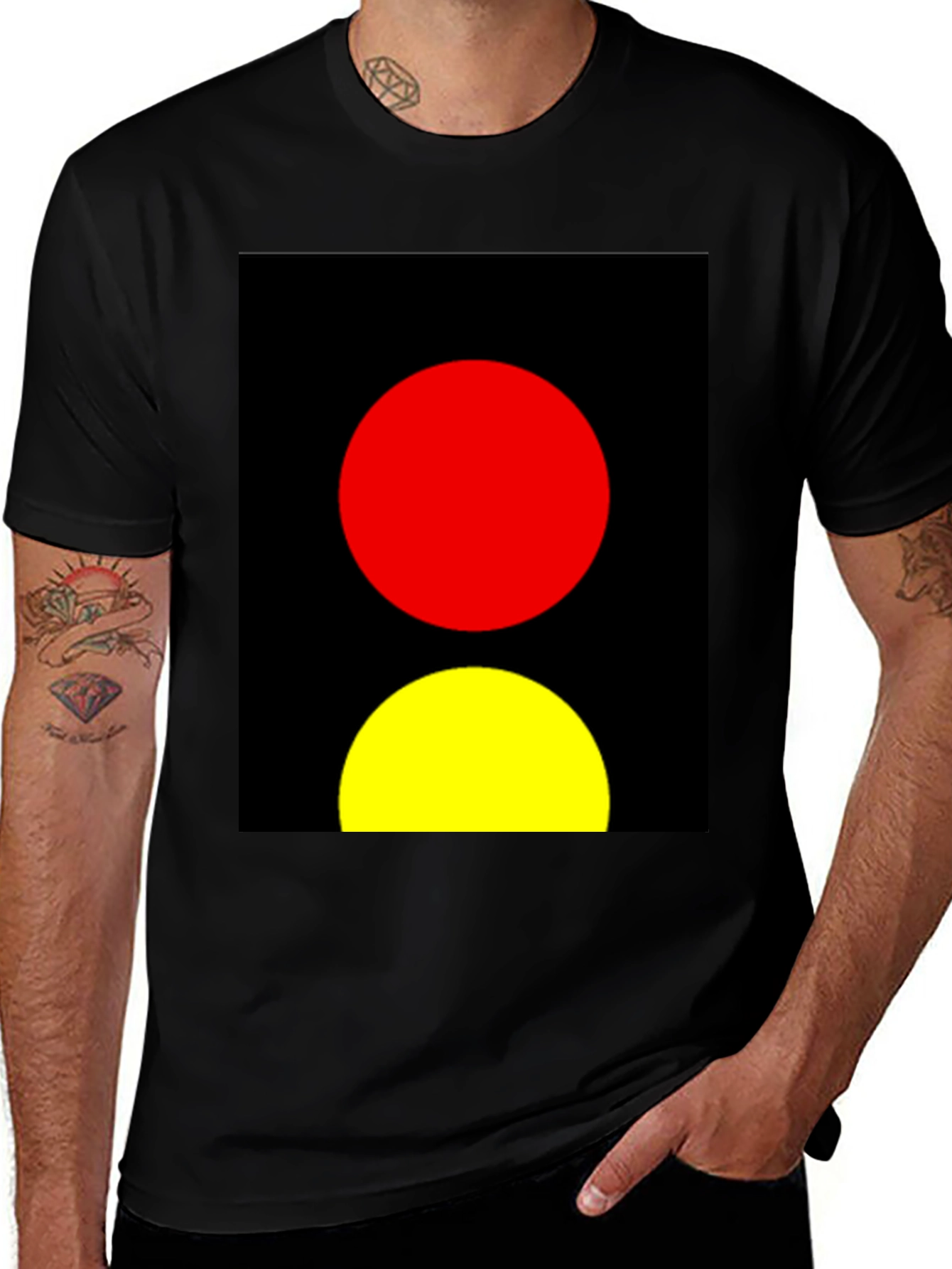 Abstract Red and Yellow Circles Graphic Tee