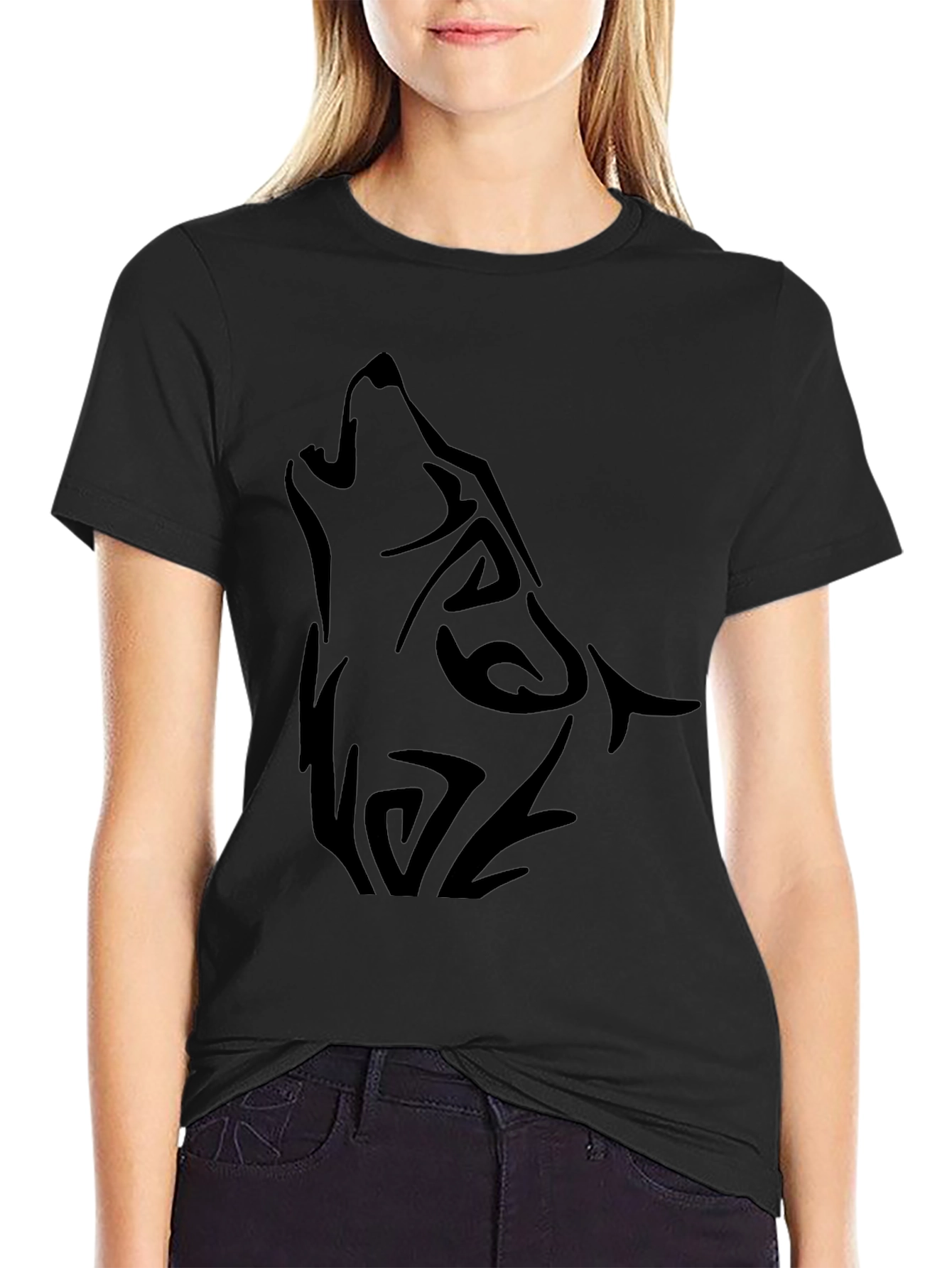 Mens Black Wolf Graphic Tee - Stylish Casual Comfort