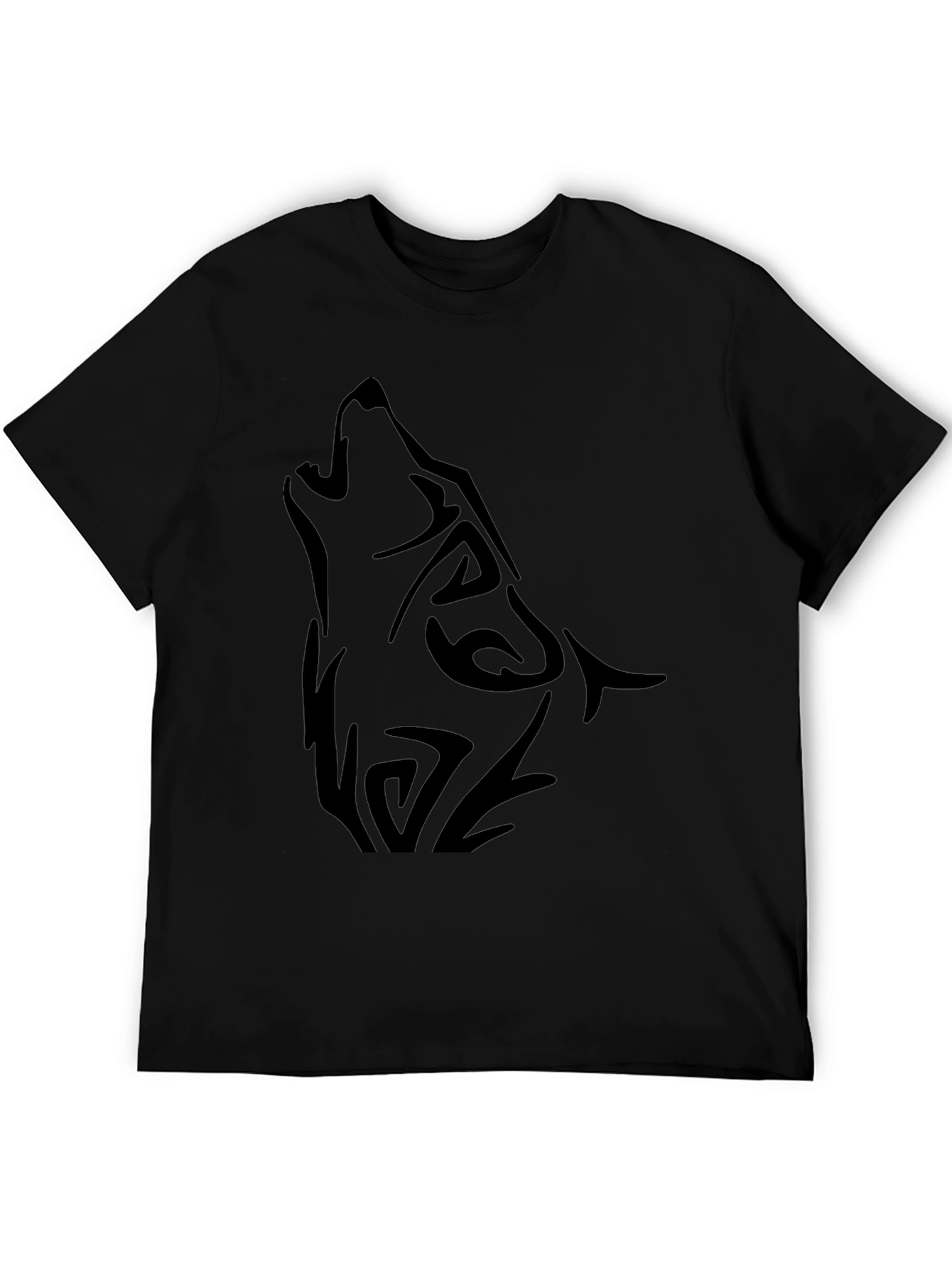 Mens Black Wolf Graphic Tee - Stylish Casual Comfort